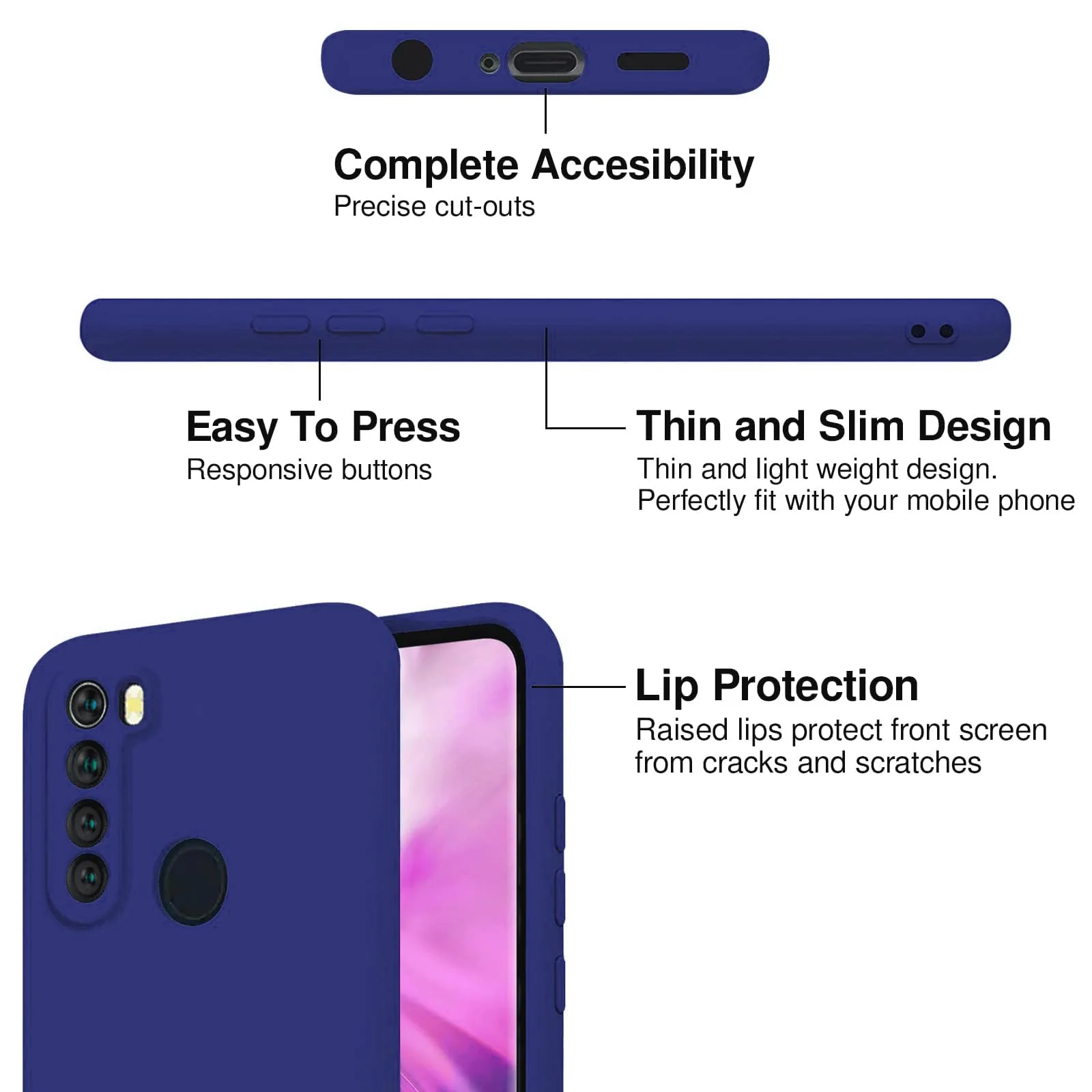 DL3 Mobilak Xiaomi Redmi Note 8 Case, Soft Flexible Silicone Gel Rubber Bumper Cover, Slim Fit Full Body Shockproof Protective Phone Case - Pepsi