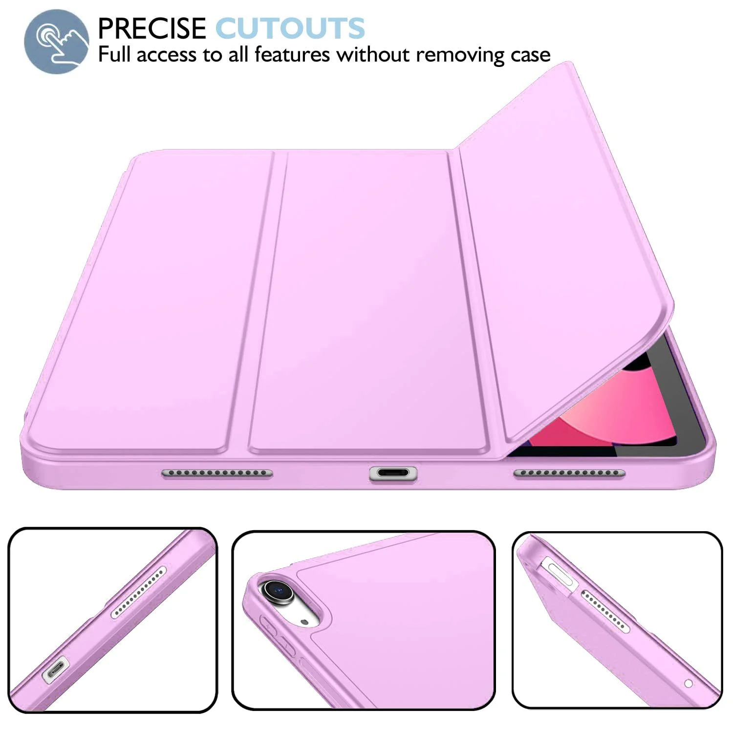 DL3 Mobilak Smart Case For iPad Pro 11 Inch 2018 (1st Generation 2018 Model Year) with Pencil Holder, Soft TPU Smart Stand Back Cover Auto Wake/Sleep Feature - Pastel Violet