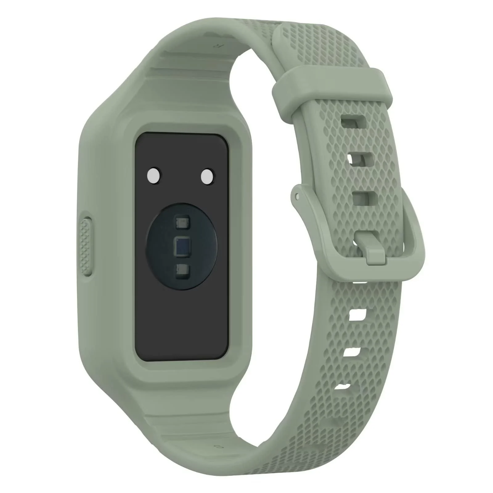 DL3 Mobilak Strap Compatible with Huawei Band 10/9/8/7/6/6 Pro, Adjustable Replacement Strap - Silicone Replacement Wrist Strap With Built-in Case Cover For Honor Band 6/7 - Black - Green