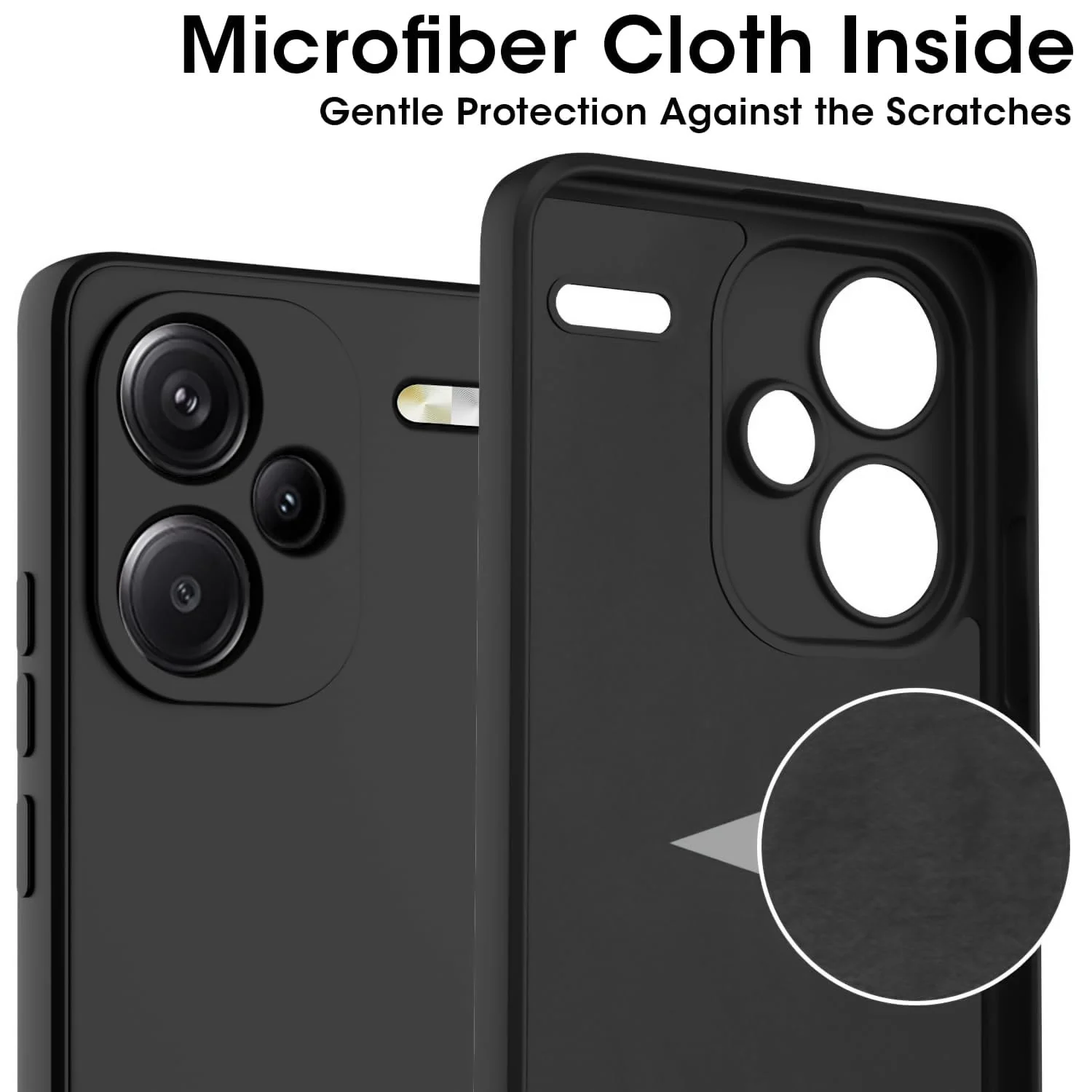 DL3 Mobilak Liquid Silicone Protective Case for Xiaomi Redmi Note 13 Pro+ Plus 5G with Microfiber Lining and Shockproof Design - Black