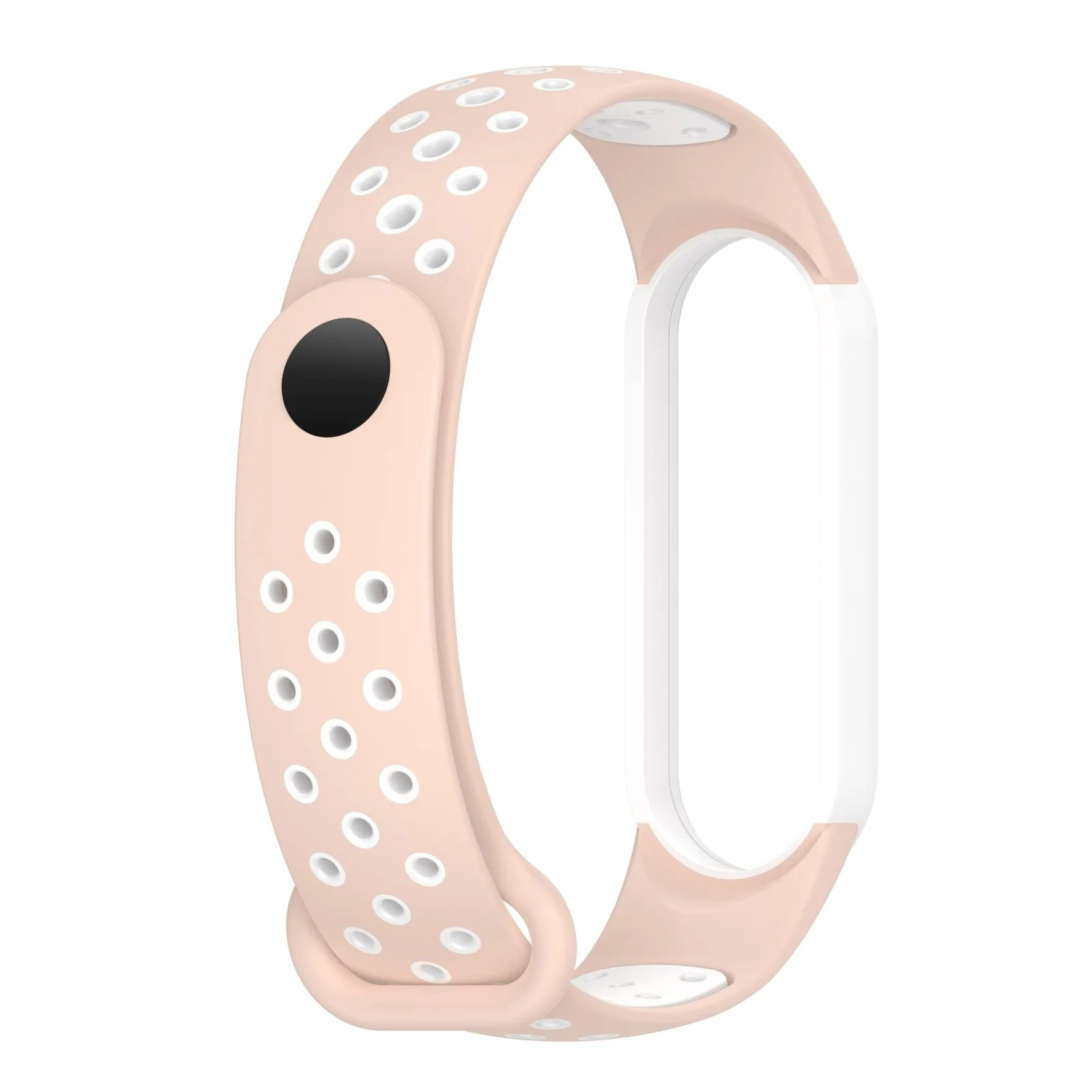 DL3 Mobilak Strap for Xiaomi Mi Band 7 6 5/Amazfit Band 5, Women Men Armband, Two Colours Breathable Adjustable Soft Silicone Replacement Strap for Xiaomi Mi Band 7/6/5/Amazfit Band 5 - Pink White