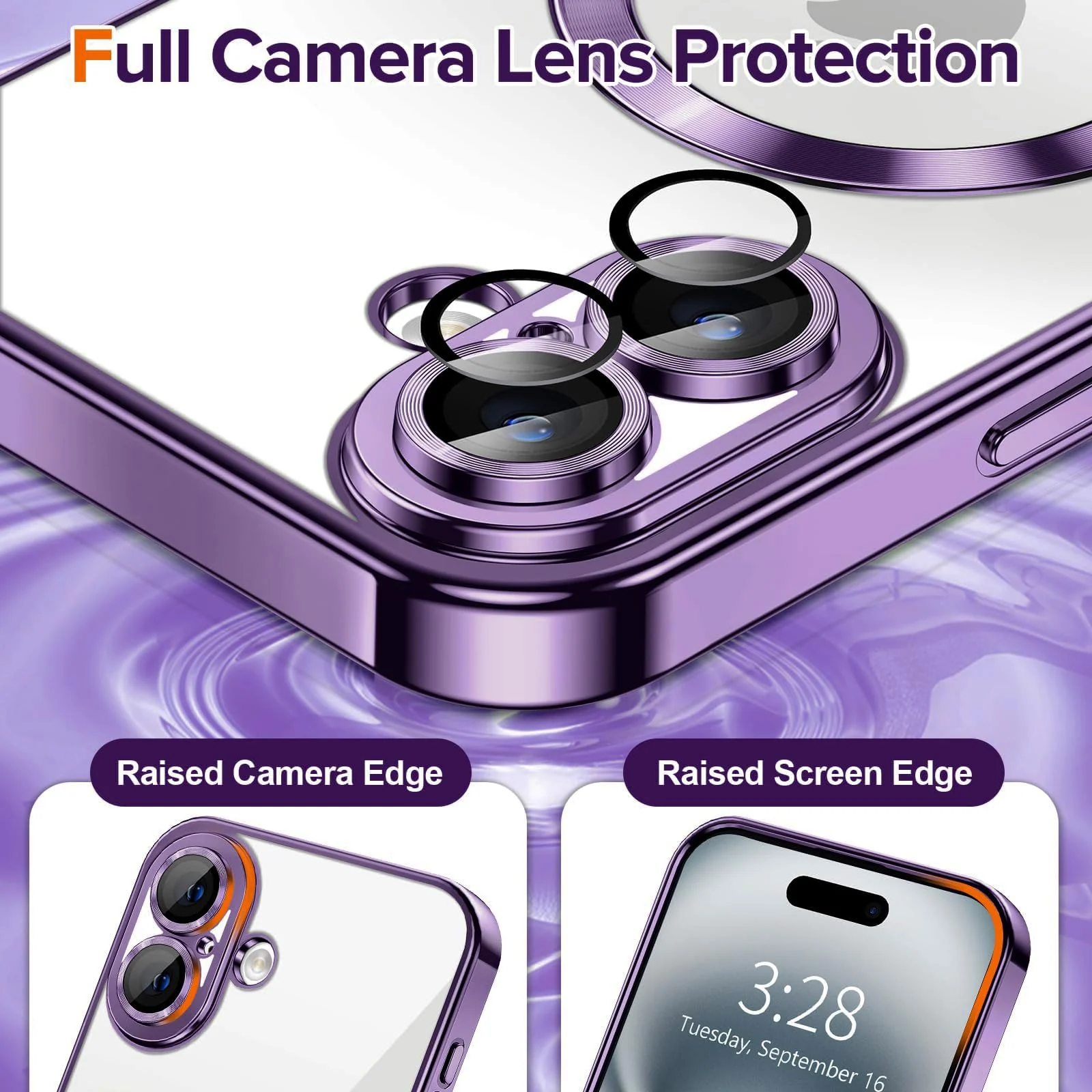 DL3 Mobilak Plated-Edge TPU Protective Case with Camera Protection for iPhone 16 Plus - Deep Purple