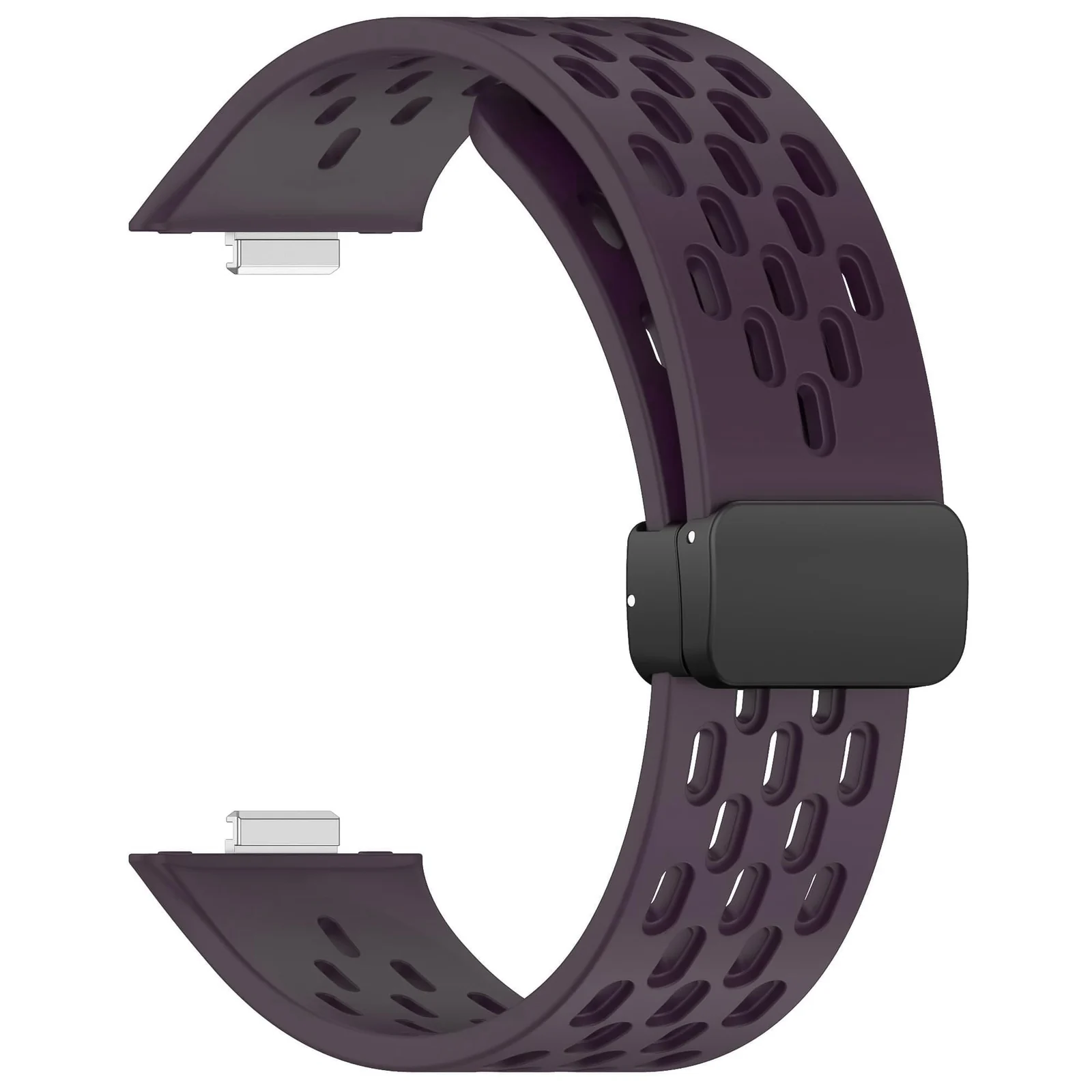 DL3 Mobilak Silicone Strap Compatible with Huawei Watch Fit 3/Fit 4/Fit 4 Pro Magnetic Metal Buckle Sport Silicone Breathable Strap for Men Women Band Quick Release Soft Replacment Wristband - Deep Purple