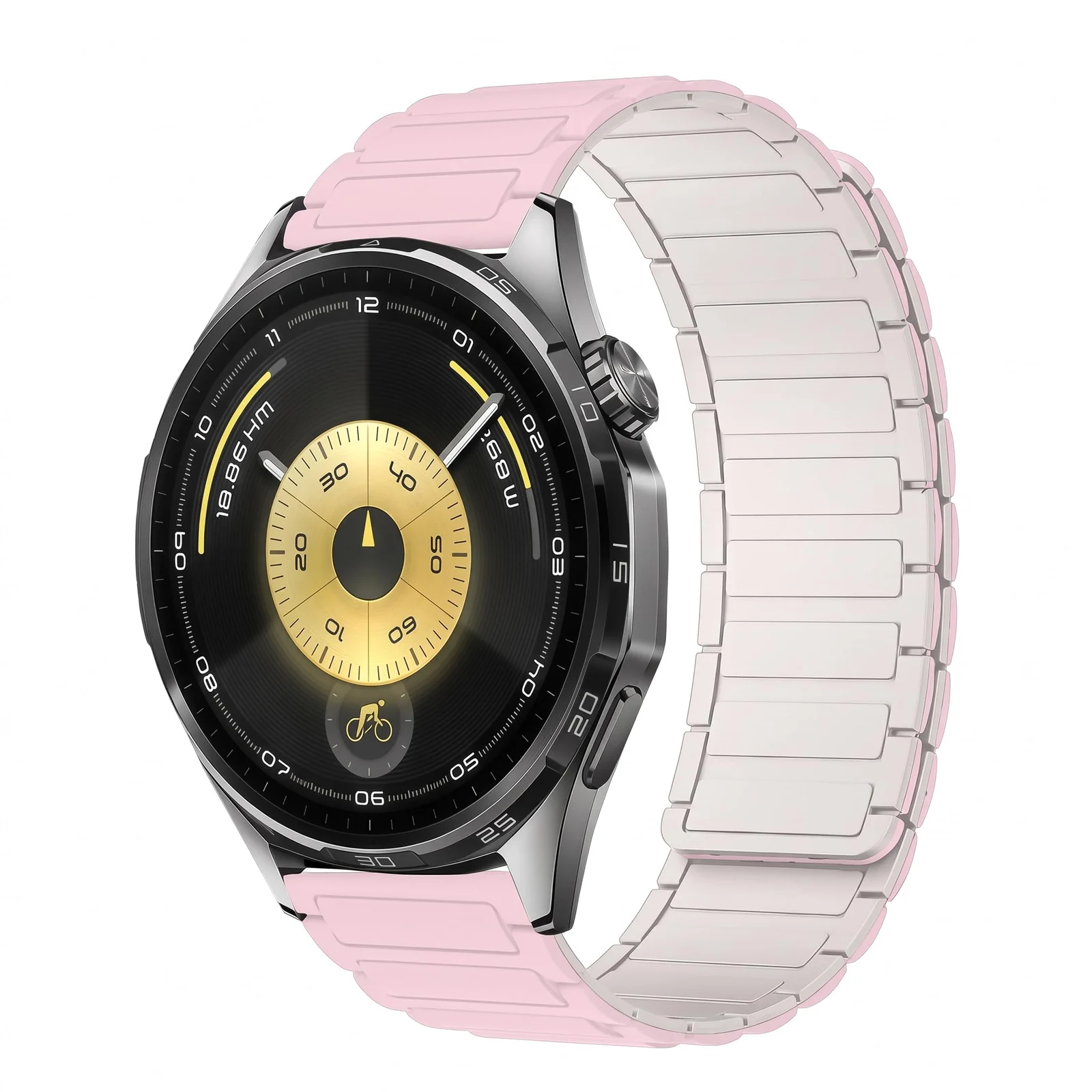 22mm Silicone Magnetic Strap for Xiaomi Redmi Watch 5 Active/5 Lite/Samsung Galaxy Watch 46mm/Watch 3 45mm/Gear S3/Huawei watch (GT6 GT5 GT4 GT3 GT2 GT 46MM)/GT2E/GT 6 Pro (Pink/Starlight)