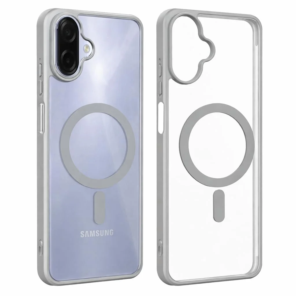 DL3 Mobilak Clear MagSafe-Compatible Magnetic Case for Samsung Galaxy A07 with Camera Protection and Magnetic Car-Mount Support - Titanium