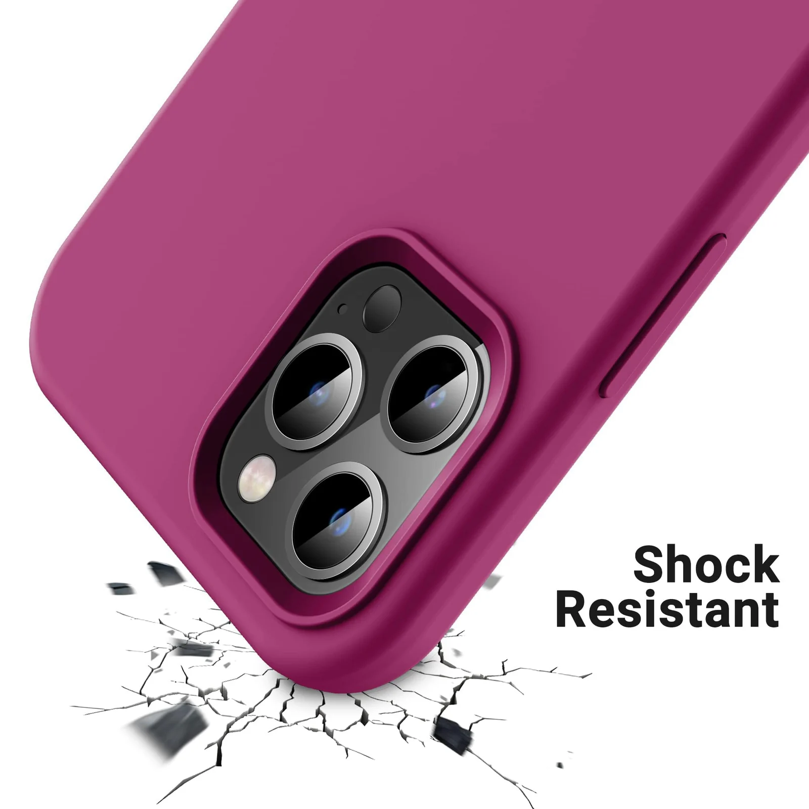 DL3 Mobilak Liquid Silicone Case for iPhone 14 Pro Max (6.7 Inch), Shock-absorbing protection, Scratch-resistant surface, Soft microfiber lining - Fuchsia