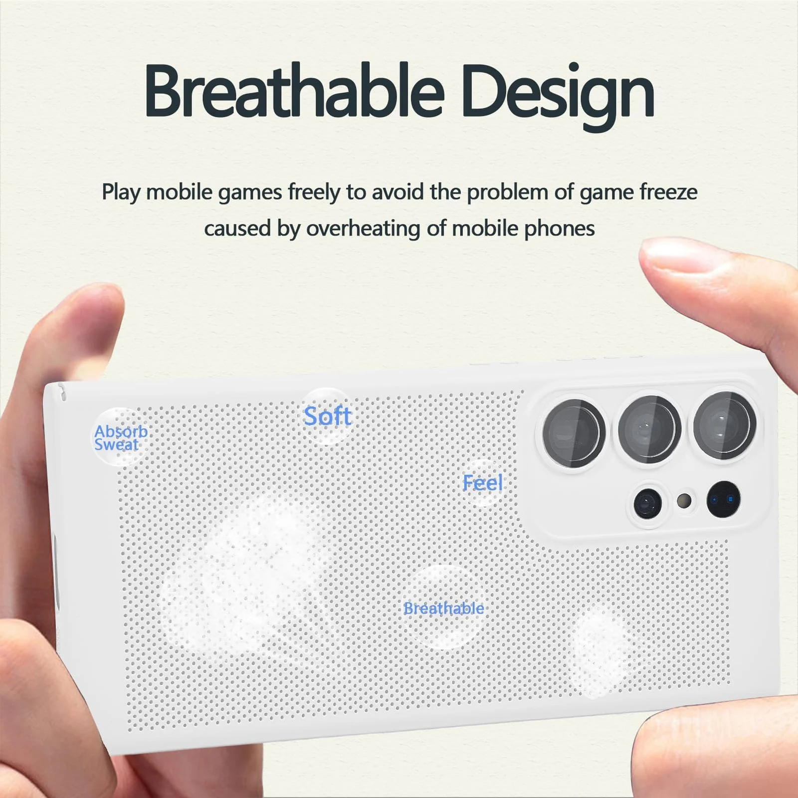 DL3 Mobilak Heat-Dissipation Hard PC Case with Built-In Camera Lens Protector for Samsung Galaxy S22 Ultra - White