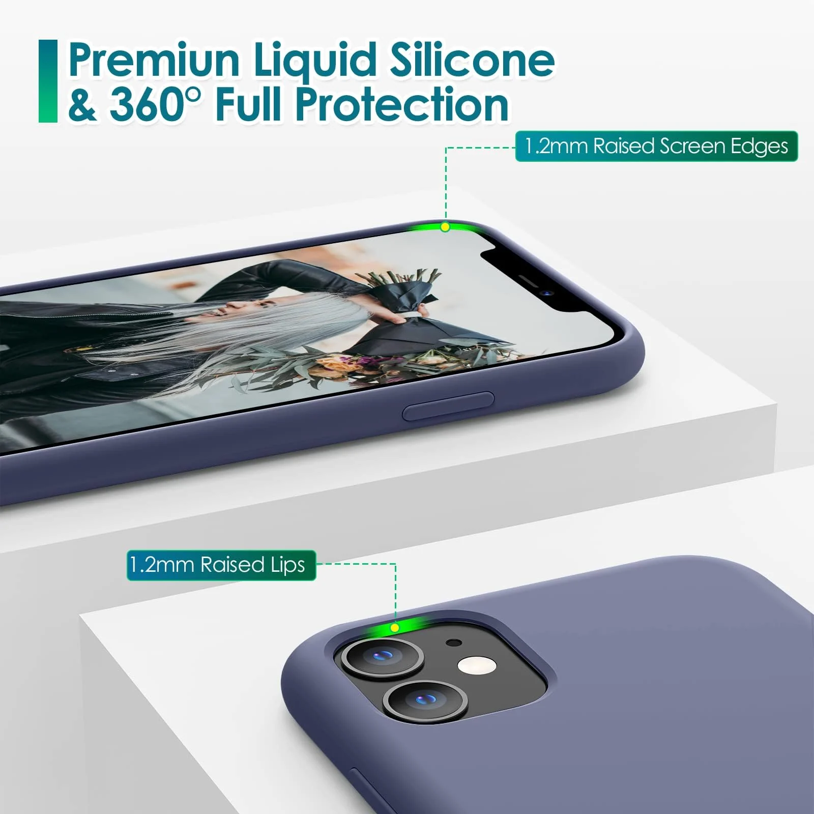 DL3 Mobilak Liquid Silicone Protective Case for iPhone 11 (6.1 Inch) with Camera Protection and Microfiber Lining - Lavender Grey