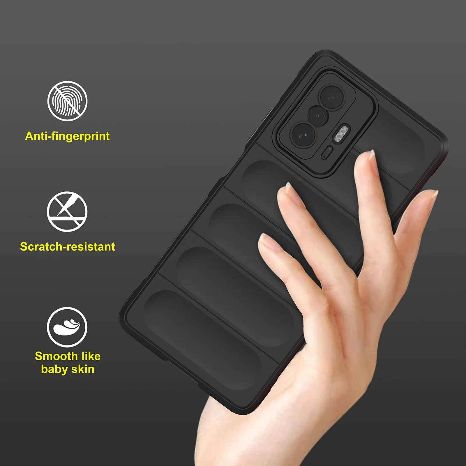 DL3 Mobilak Silicone Case for Xiaomi 11T 5G/Xiaomi 11T Pro 5G Heavy Duty Protective [Slim Fit] Shockproof Soft Flexible Protective Design Shock-Absorption TPU Cover With Camera Protection - Black