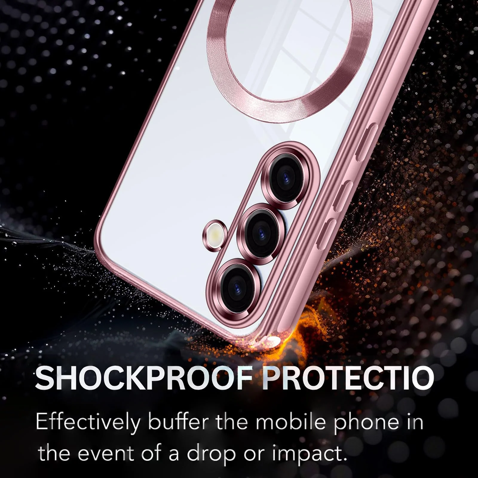 DL3 Mobilak Clear MagSafe-Compatible TPU Case and Camera Lens Protector for Samsung Galaxy A05S - Pink