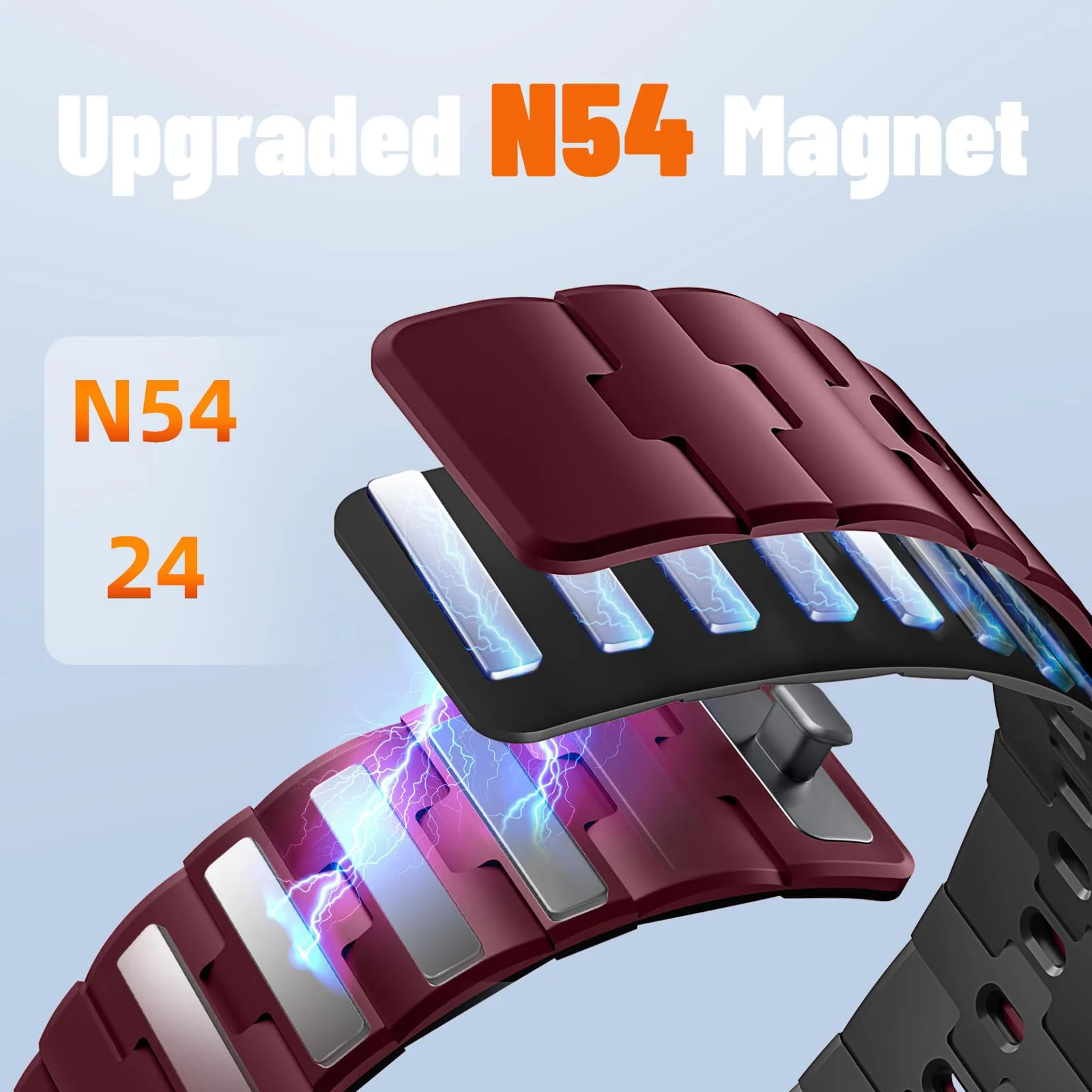 DL3 MOBILAK Adjustable Silicone Sports Watch Strap for 49MM - Burgundy*Black
