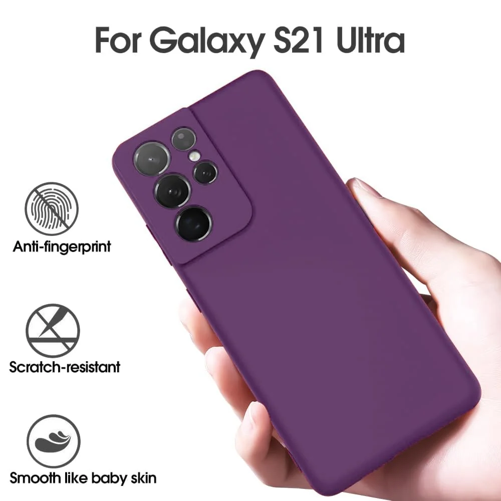 DL3 Mobilak Silicone Protective Case for Samsung Galaxy S21 Ultra 5G, Shock-absorbing protection, Scratch-resistant surface, Soft microfiber lining - Violet