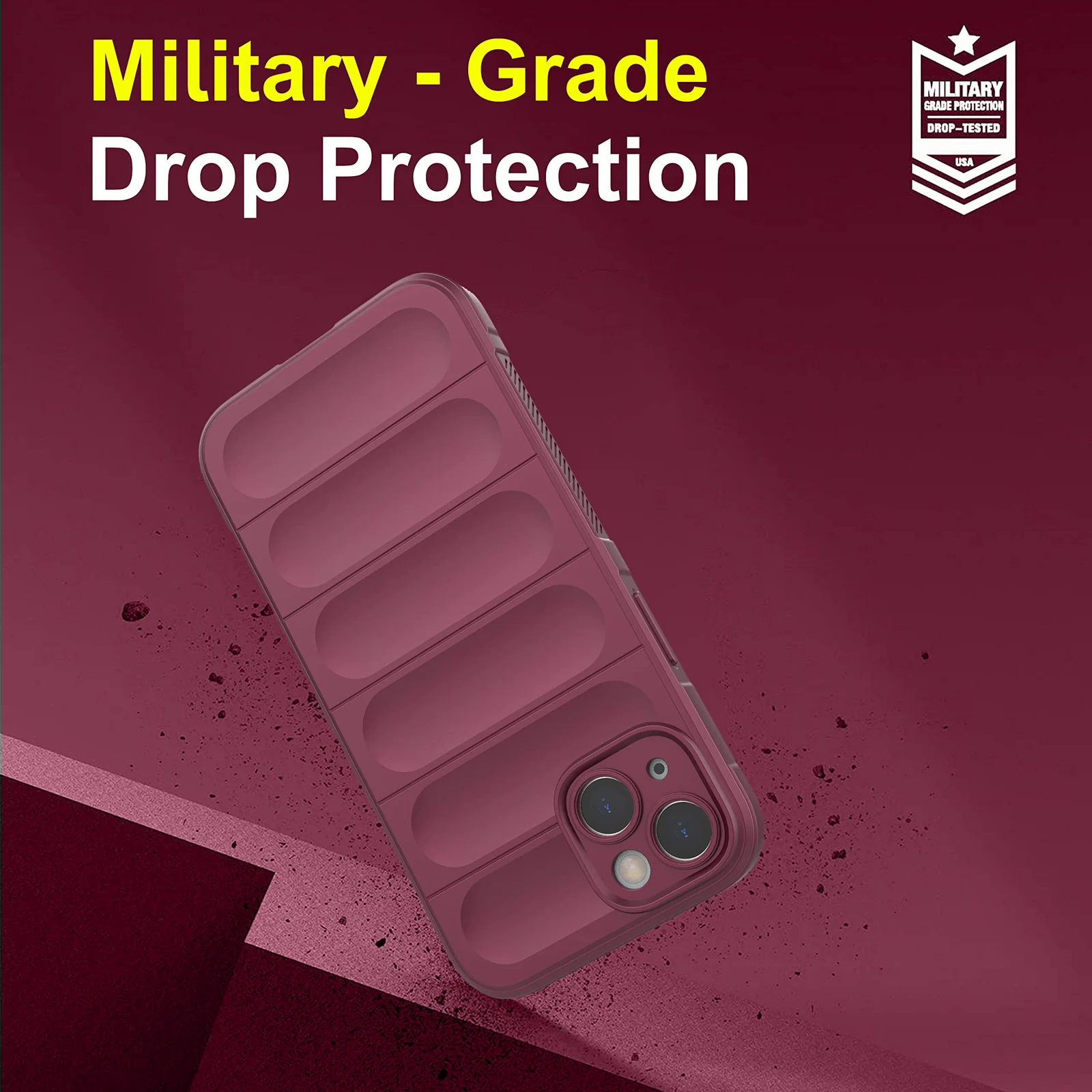 DL3 Mobilak Soft Silicone Protective Case for iPhone 13 / iPhone 14 6.1-Inch with Camera Protection and Shockproof Design - Wine Red