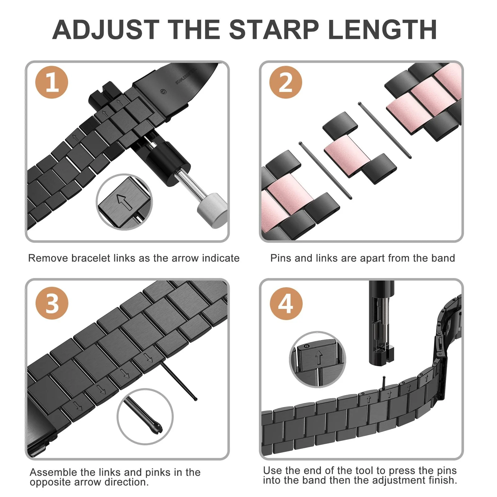 DL3 Mobilak Band For Apple Watch Ultra Band 49mm 45mm 44mm 42mm 41mm 40mm 38mm, Metal Stainless Steel Strap for Apple Watch Series 8 Ultra 7 6 5 4 3 2 1 Se (42MM/44MM/45MM/49MM) - Black Pink