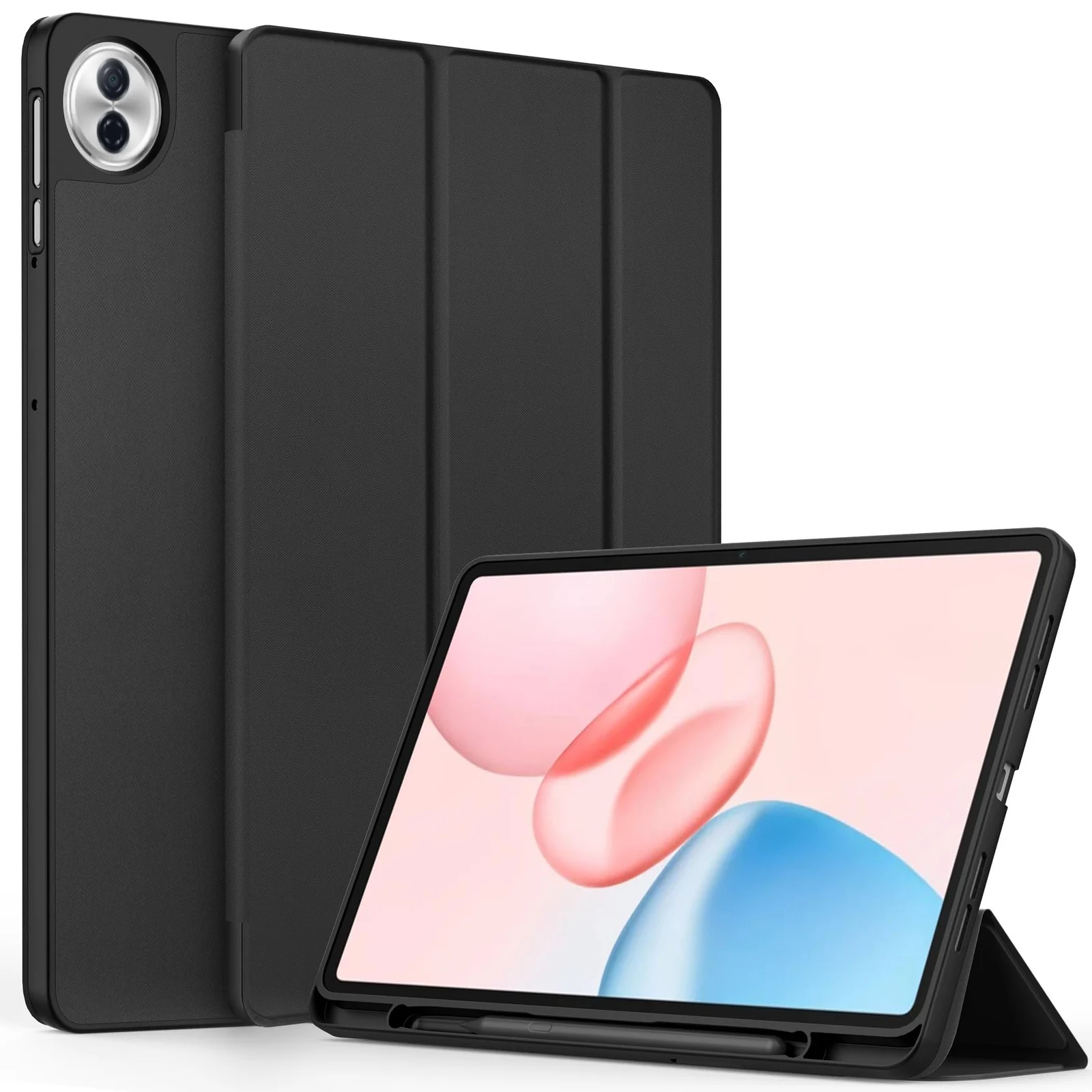 DL3 Mobilak Honor Pad 10 12.1 inch 2025 Case with Pen Holder, Soft TPU Back Trifold Stand Protective Smart Cover Flip, Auto Wake&Sleep - Black