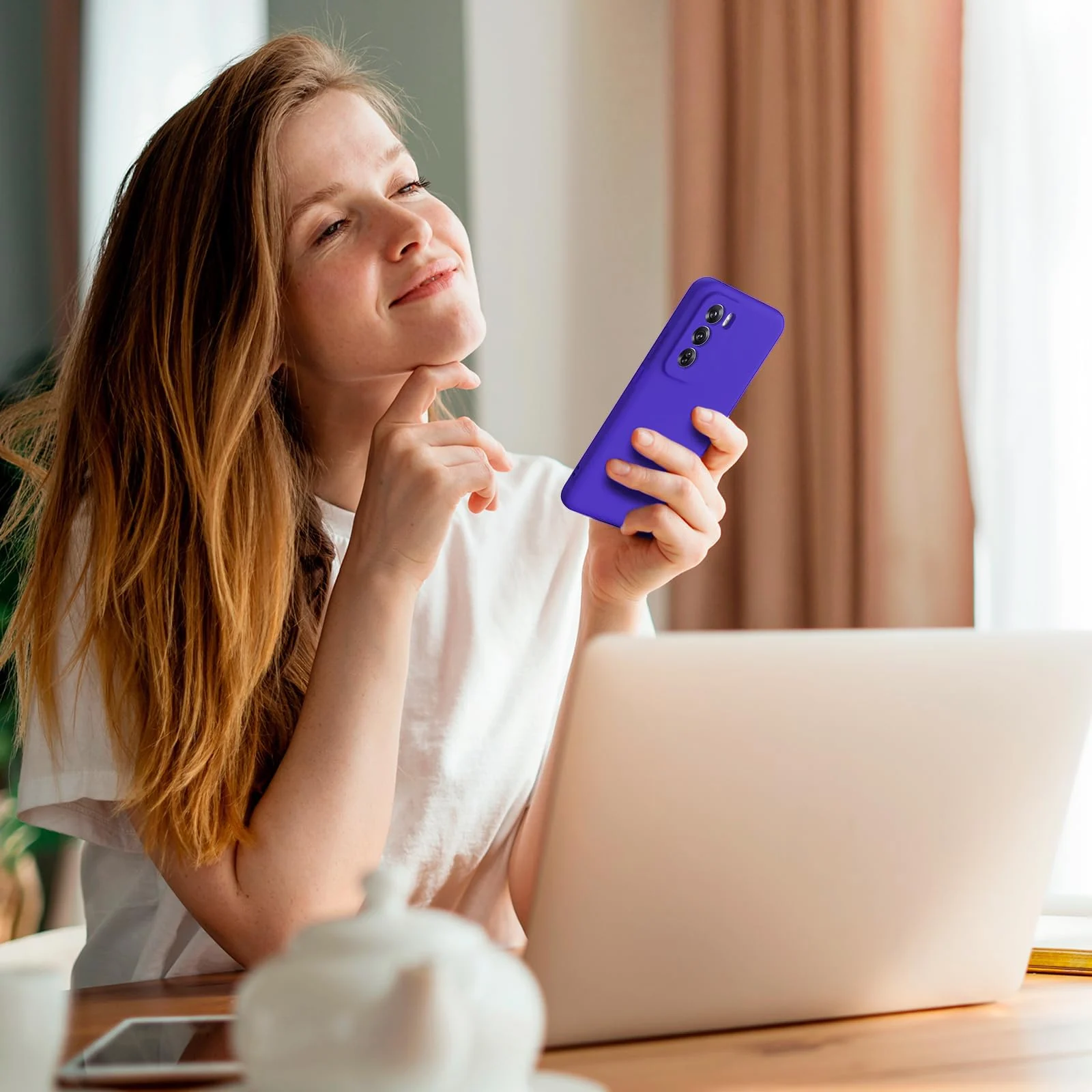 DL3 Mobilak Liquid Silicone Protective Case for OPPO Reno 12 5G with Camera Protection and Microfiber Lining - Pepsi