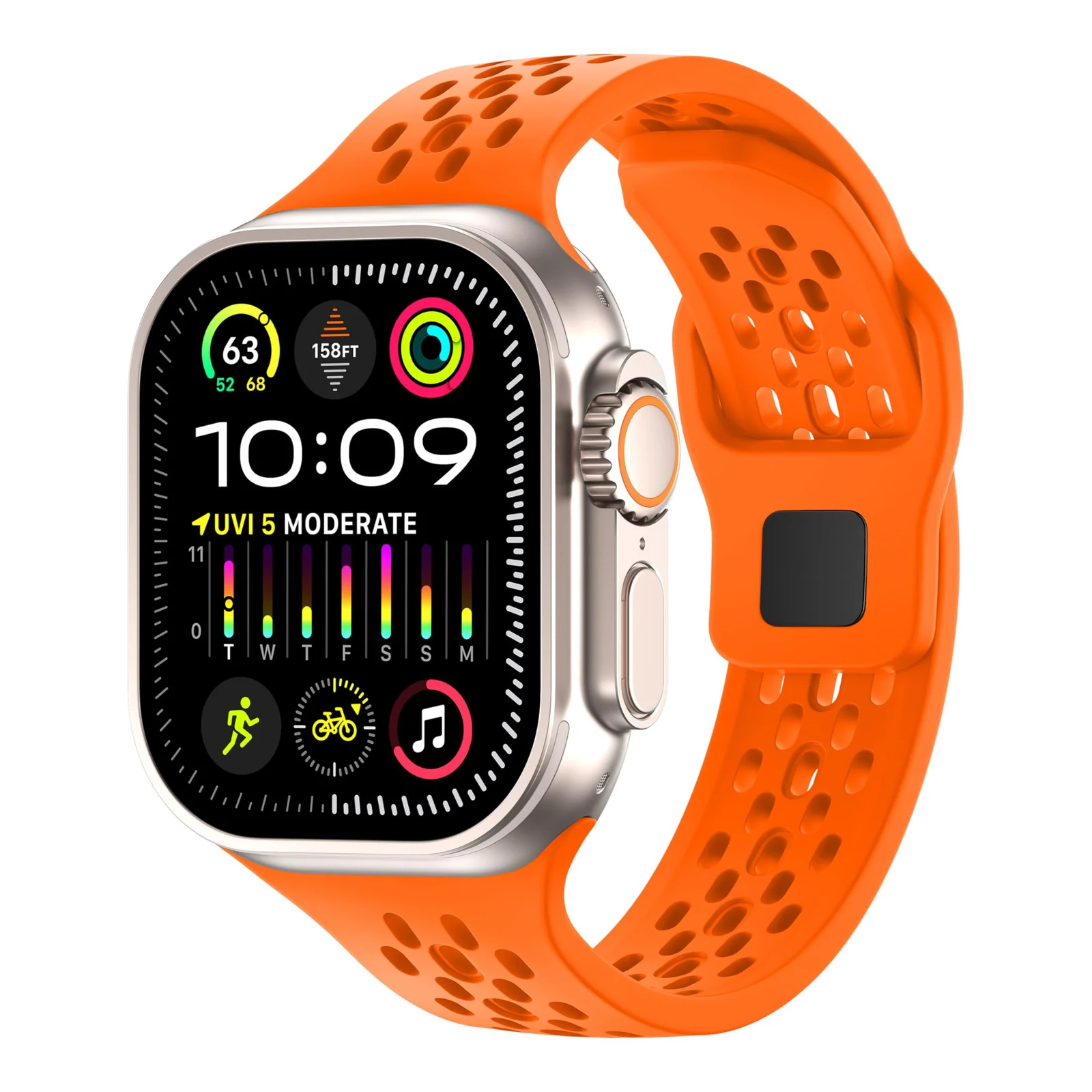 DL3 Mobilak Breathable Sport Band Compatible with Apple Watch 49mm 46mm 45mm 44mm 42mm, Soft Silicone Replacement Strap for iWatch Series 11 10 9 8 7 6 5 4 SE3 SE2 SE Ultra 3 2 1 - Orange