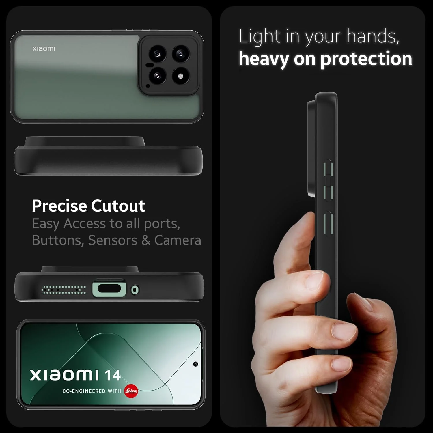 DL3 Mobilak Clear TPU Case for Xiaomi 14, Camera protection, Shock-absorbing protection, Scratch-resistant surface - Black