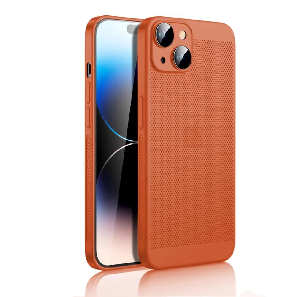 Dl3 Mobilak Case For iPhone 15 6.1-Inch Heat Dissipation Case with Built-in Camera Lens Protector Slim Fit Breathable Cooling Anti-Fingerprint Hard PC Back Shockproof Cover - Black