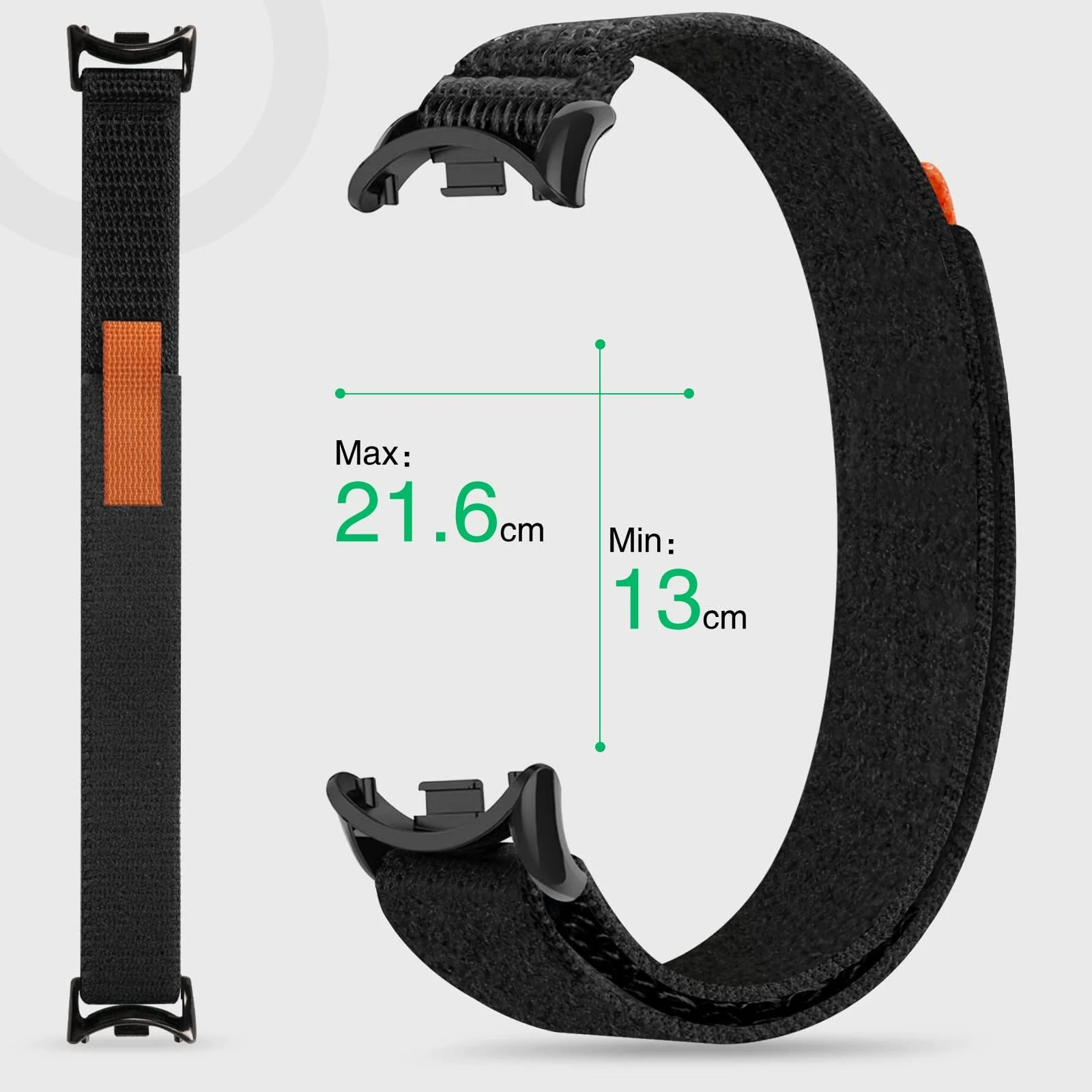 DL3 Mobilak Sport Bands Nylon For Xiaomi Mi Band 10/9/8 Men Women, Adjustable Elastic Breathable Soft Stretchy Wristband Loop Replacement Strap for Xiaomi Smart Band 8/9/10 - Black