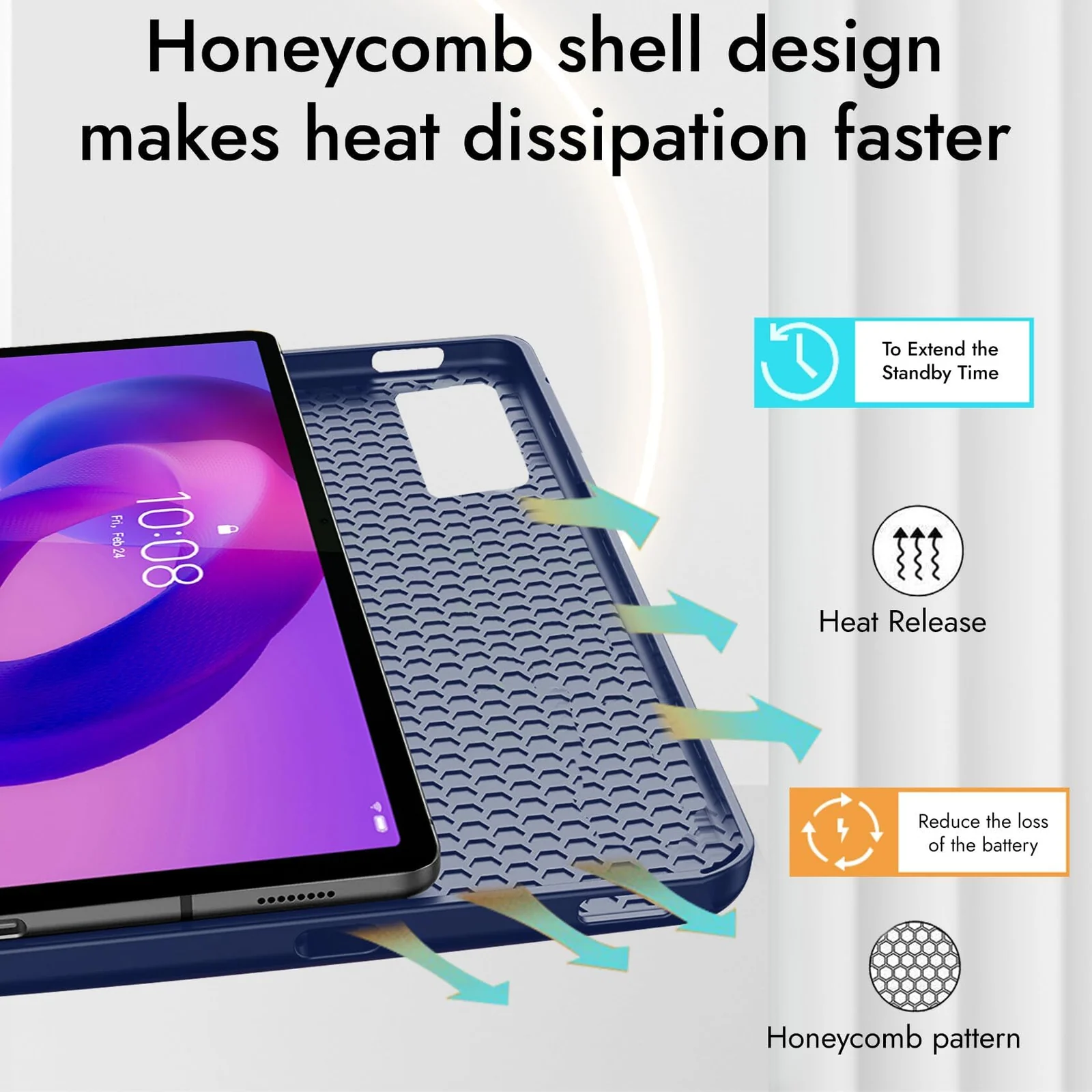 "DL3 Mobilak Lenovo Tab M11/Tab K11 LTE 11"" 2024 TB330FU Tablet Cover Case with Pencil Holder, Soft TPU Back Trifold Stand Protective Smart Cover Flip, Auto Wake&Sleep - Blue"
