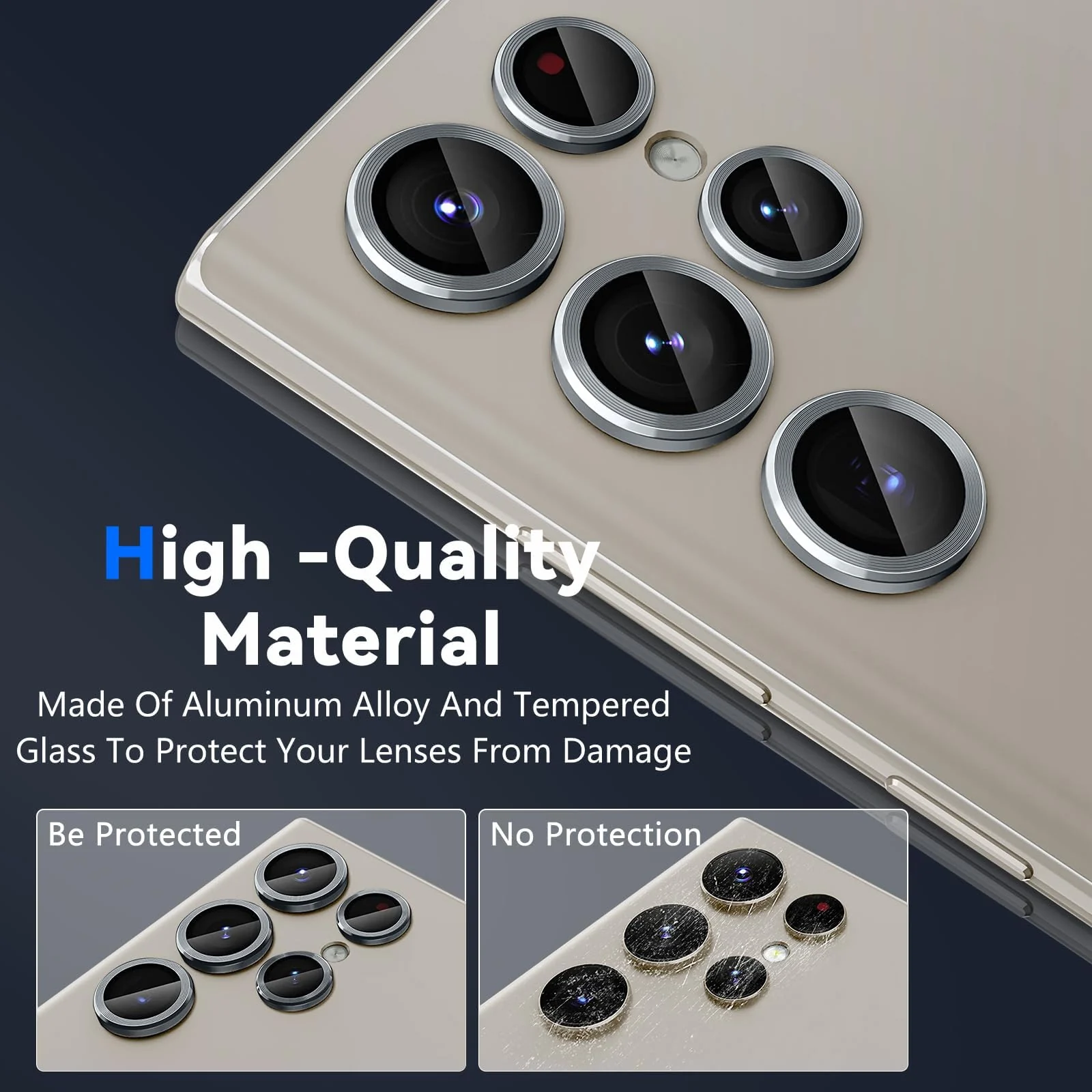 DL3 Mobilak Camera Protection for Samsung Galaxy S24 Ultra Camera Protection, Scratch-Resistant, 9H Hardness, HD Lens Protection, Protective Film, Lens Screen Protector Glass - Gray