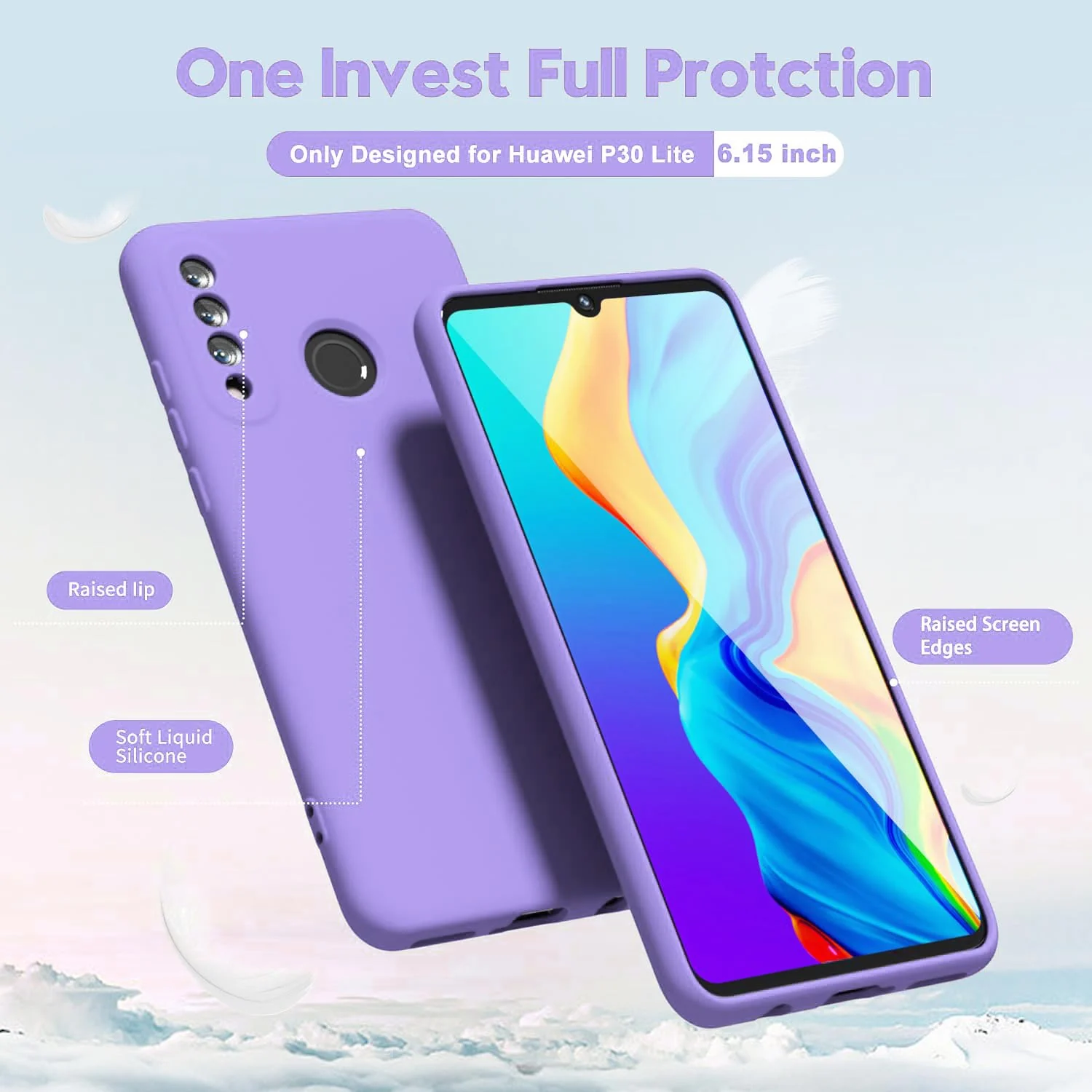 DL3 Mobilak Soft Silicone Gel Bumper Case for Huawei P30 Lite / Nova 4E - Light Purple