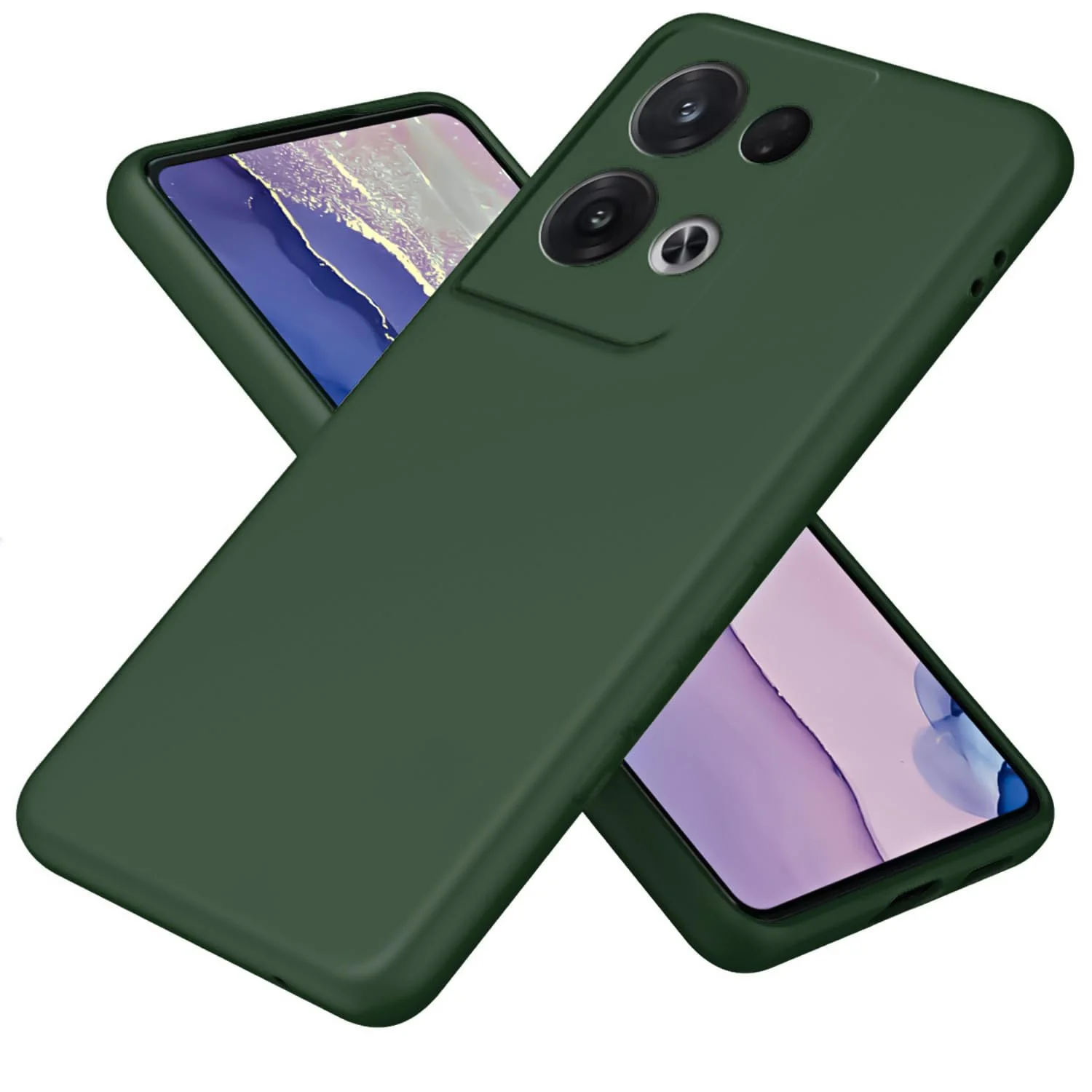 DL3 Mobilak OPPO Reno 8 5G Case, Soft Flexible Liquid Silicone Gel Rubber Bumper Cover, Full Body Shockproof Protective Phone Case - Green