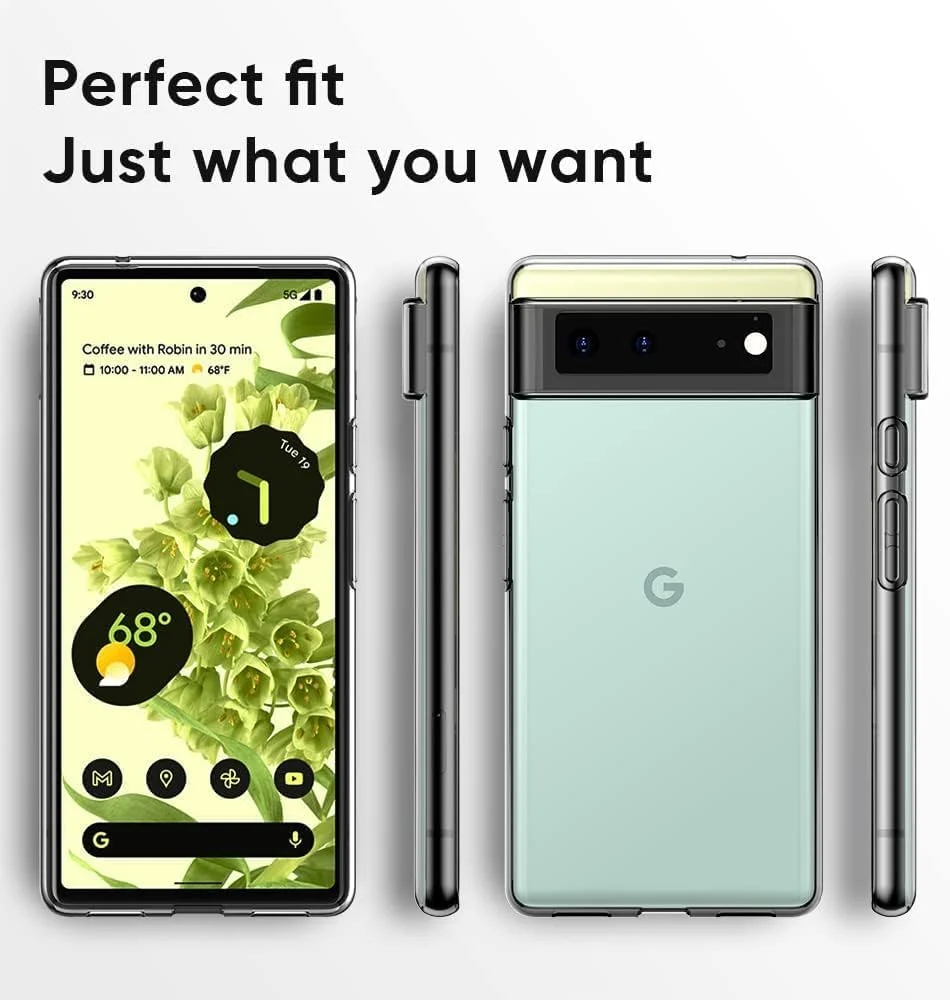 DL3 Mobilak Case Compatible with Google Pixel 6 Case Crystal Soft TPU Gel Case Flexible Silicone Anti-Scratch Camera Protection TPU Cover - Clear