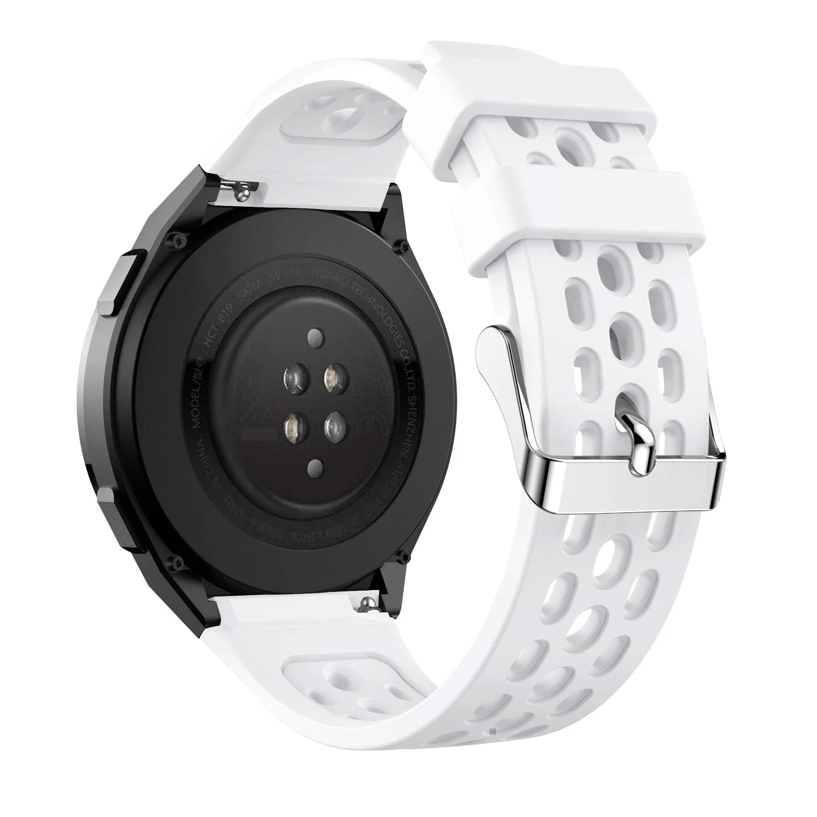 DL3 Mobilak Strap Replacement Bands Compatible with 22MM Huawei Watch GT2E Bands, Adjustable Accessory Soft Silicone Sport Wristband for Women Men - White