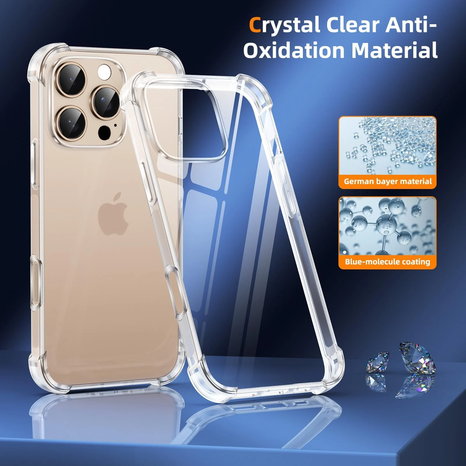 DL3 MOBILAK Case Compatible with iPhone 16 Pro, Cover Silicone Transparent TPU Gorilla Anti-shock Shockproof Corners - Clear