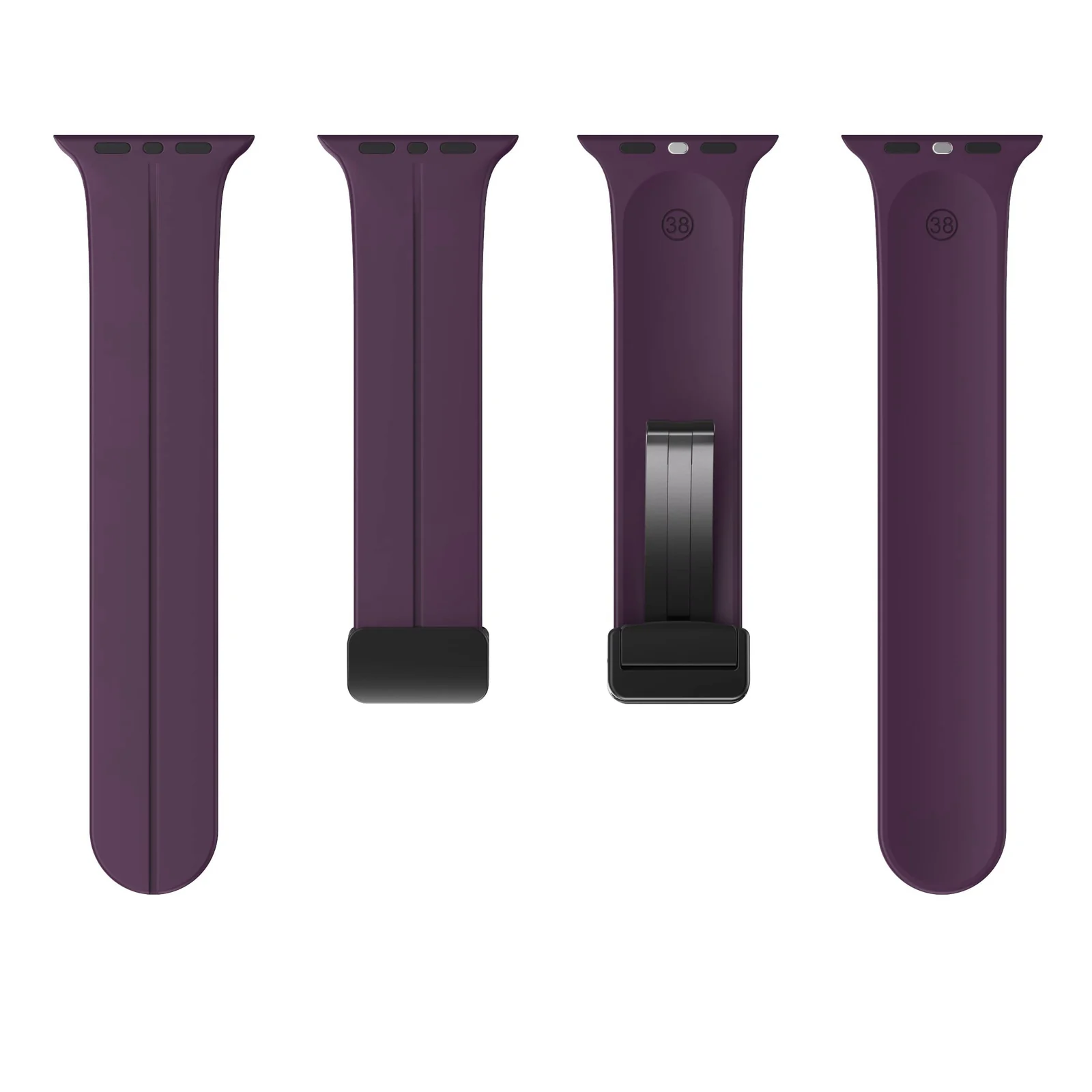 DL3 Mobilak Magnetic Bands for Apple Watch Ultra/Ultra 2 Band 49mm 45mm 44mm 42mm 41mm 40mm 38mm, Soft Sport Silicone Strap for iwatch Series 9/8/7/6/5/4 (Elderberry, 42mm/44mm/45mm/49mm), unisex-adult - Black