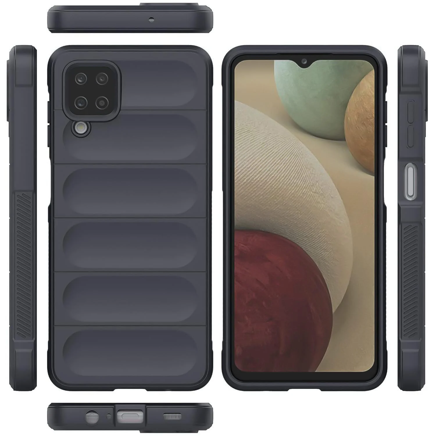 DL3 Mobilak Flexible Silicone and TPU Protective Case with Camera Protection for Samsung Galaxy A12 / M12 - Dark Gray