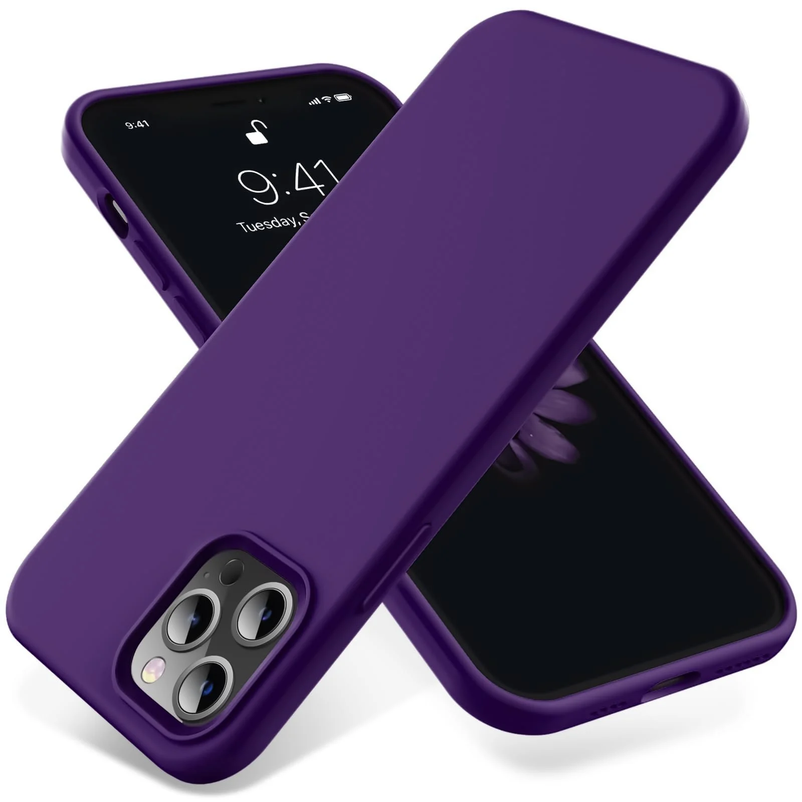 DL3 Mobilak Liquid Silicone Case for iPhone 14 Pro (6.1 Inch), Shock-absorbing protection, Scratch-resistant surface, Soft microfiber lining - violet