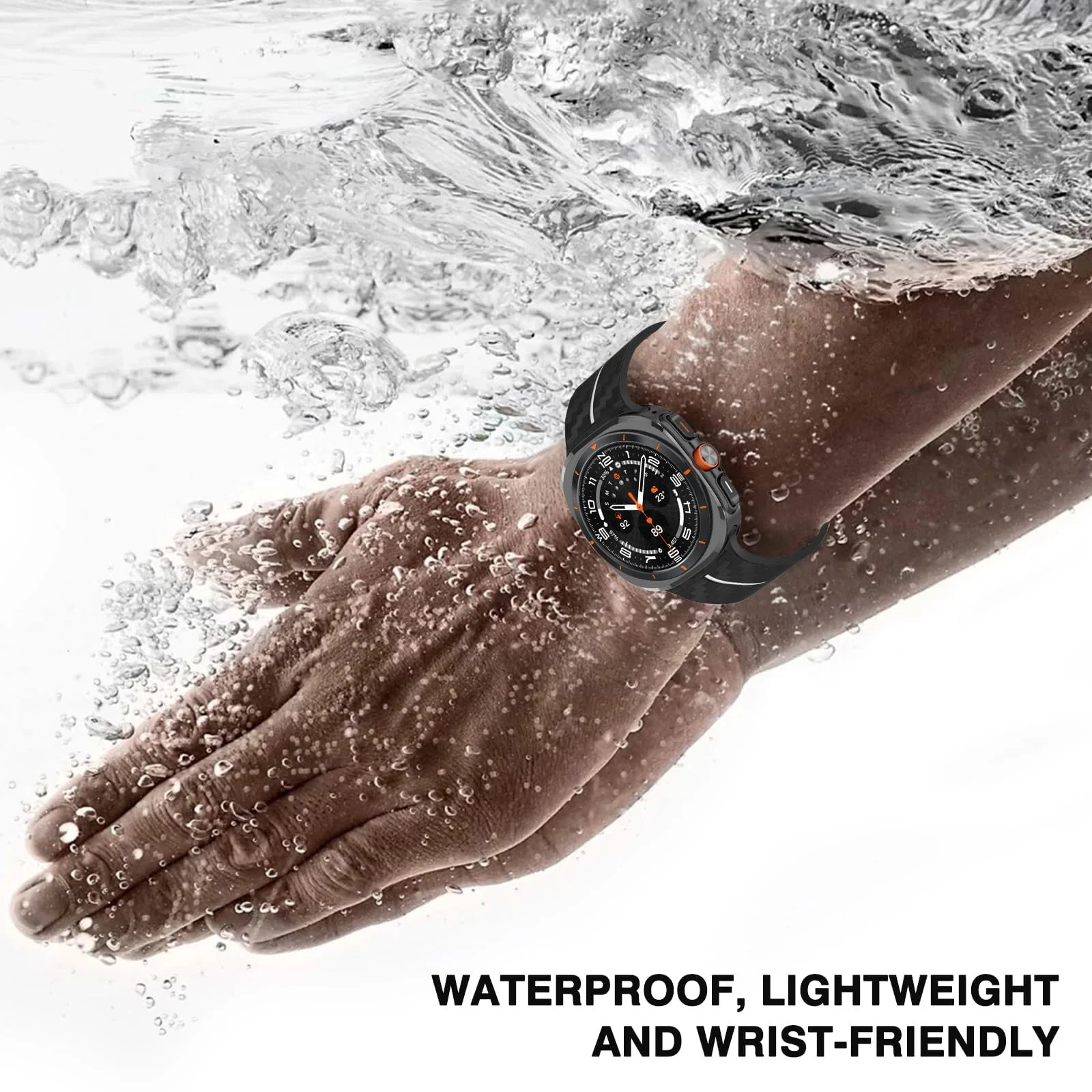 DL3 Mobilak Compatible for Samsung Galaxy Watch Ultra Band 47mm for Men Women, Soft Silicone Waterproof Sport Strap with Magnetic Clasp, Stylish Carbon Fiber Replacement Galaxy Watch 7 Ultra Bands - Black White