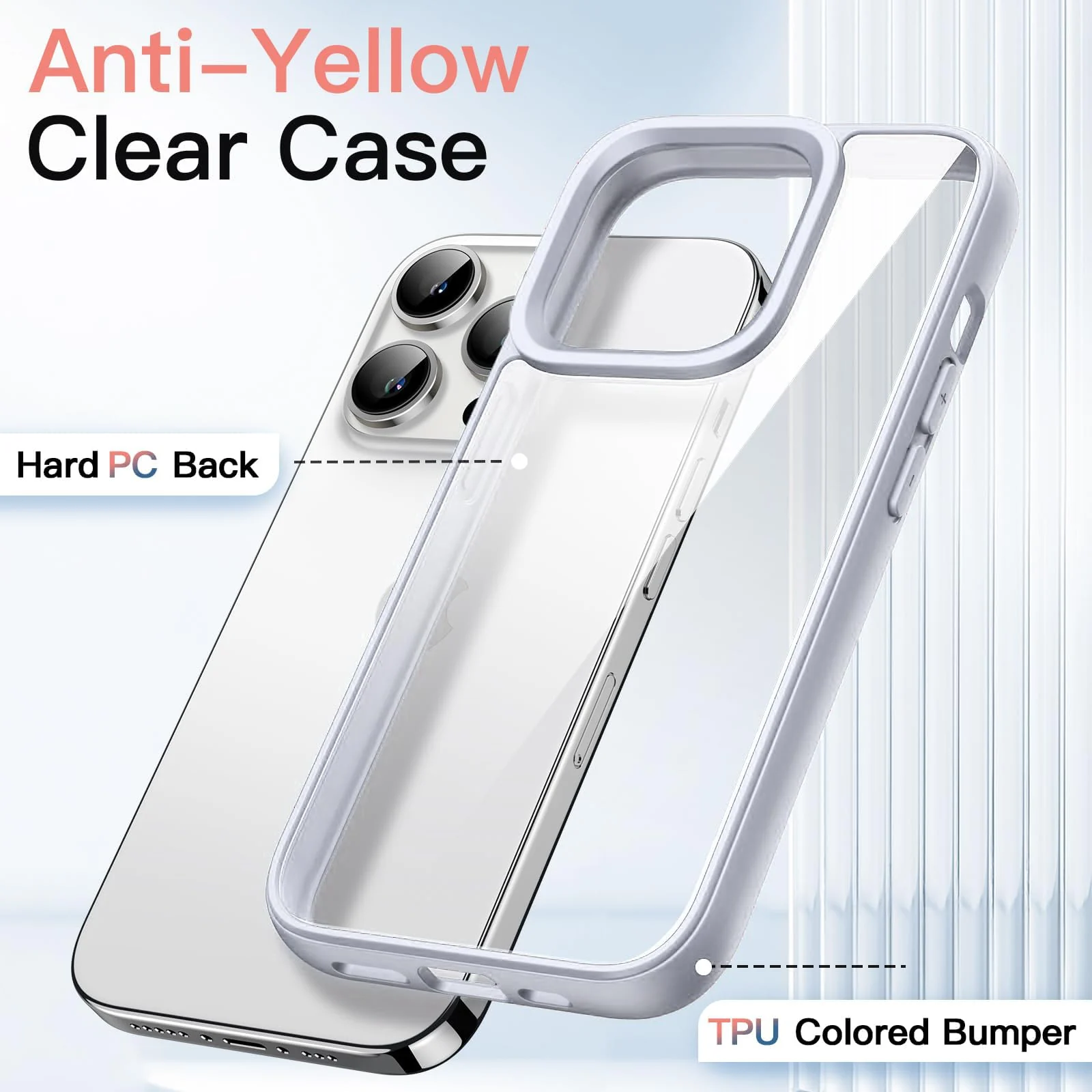 DL3 Mobilak Clear PC and TPU Protective Case for iPhone 13 / iPhone 14 with Shockproof Design and Anti-Yellowing Design - Light Gray