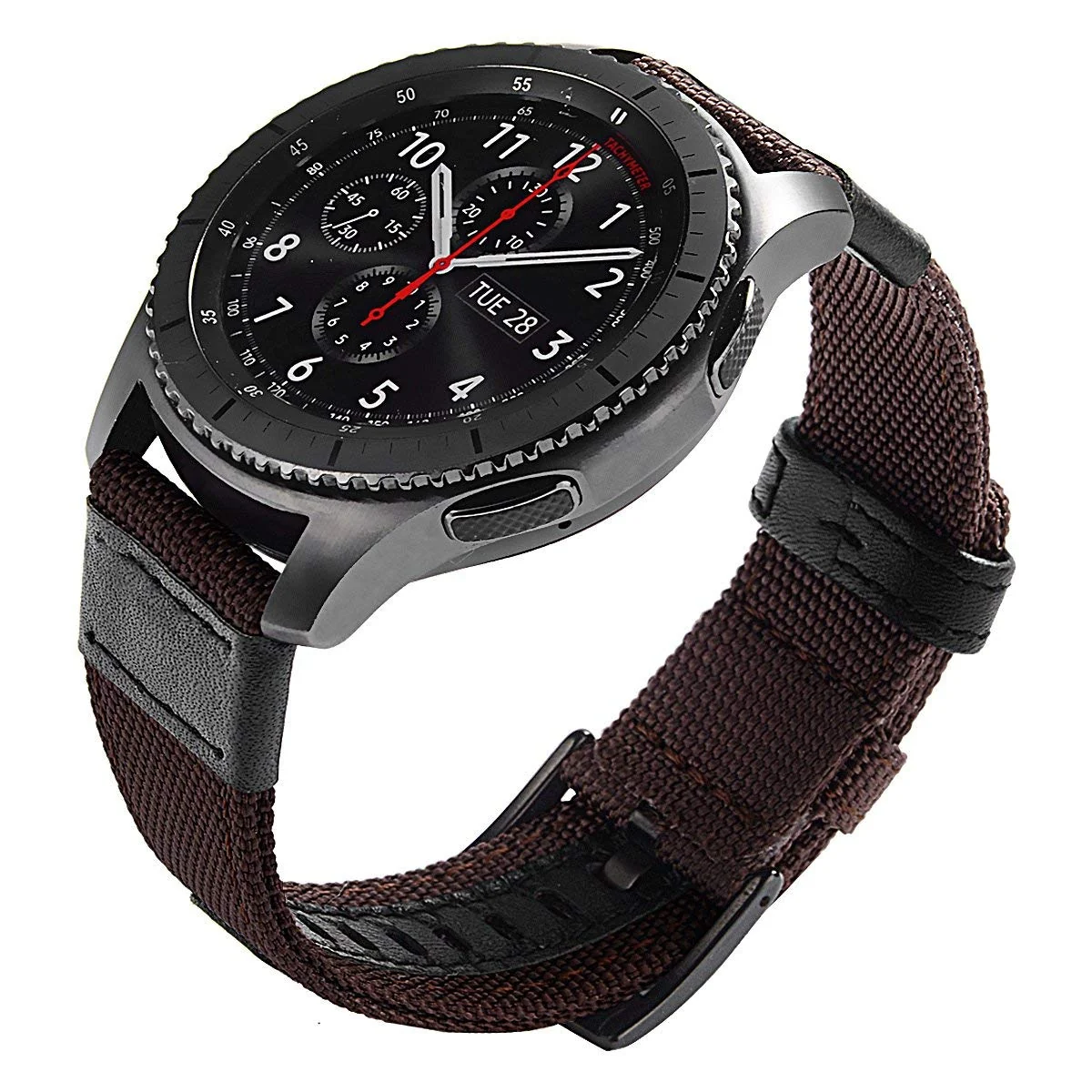 DL3 Mobilak Nylon Sports Bands With Leather 20MM Strap for Samsung Gear Sport, Watch 6, 4, 5, 5 Pro, S2 Classic, Active 2 40mm 44mm, Amazfit GTS 3, 4, 4 Mini, Bip 3 Pro, GTS2, Bp U - Brown