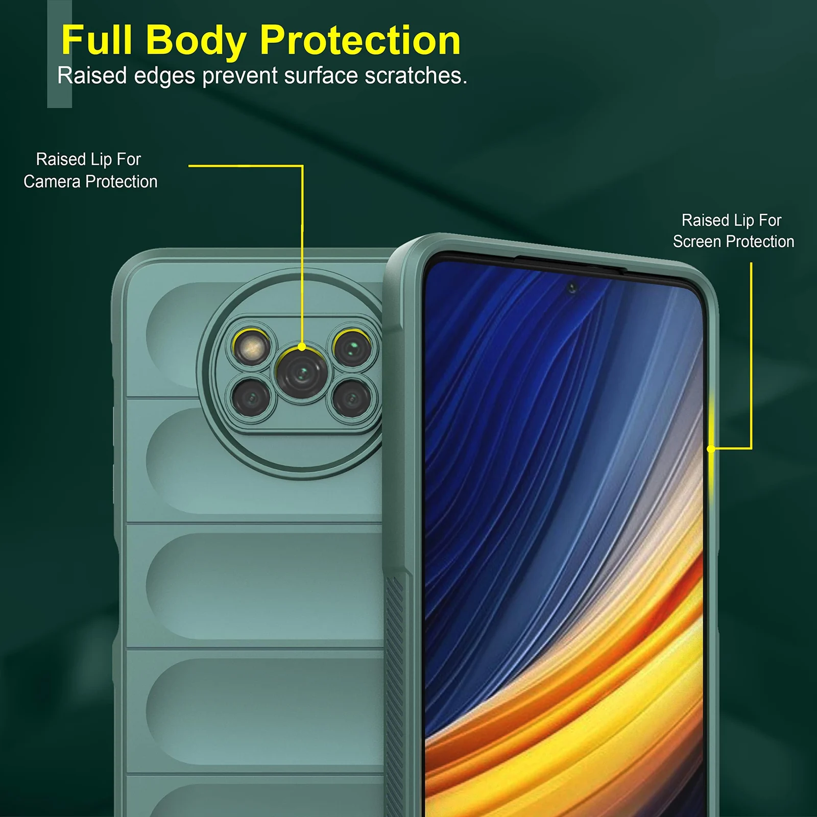 DL3 Mobilak Flexible Silicone and TPU Protective Case with Camera Protection for Xiaomi Poco X3 NFC / Poco X3 / Poco X3 Pro - Green