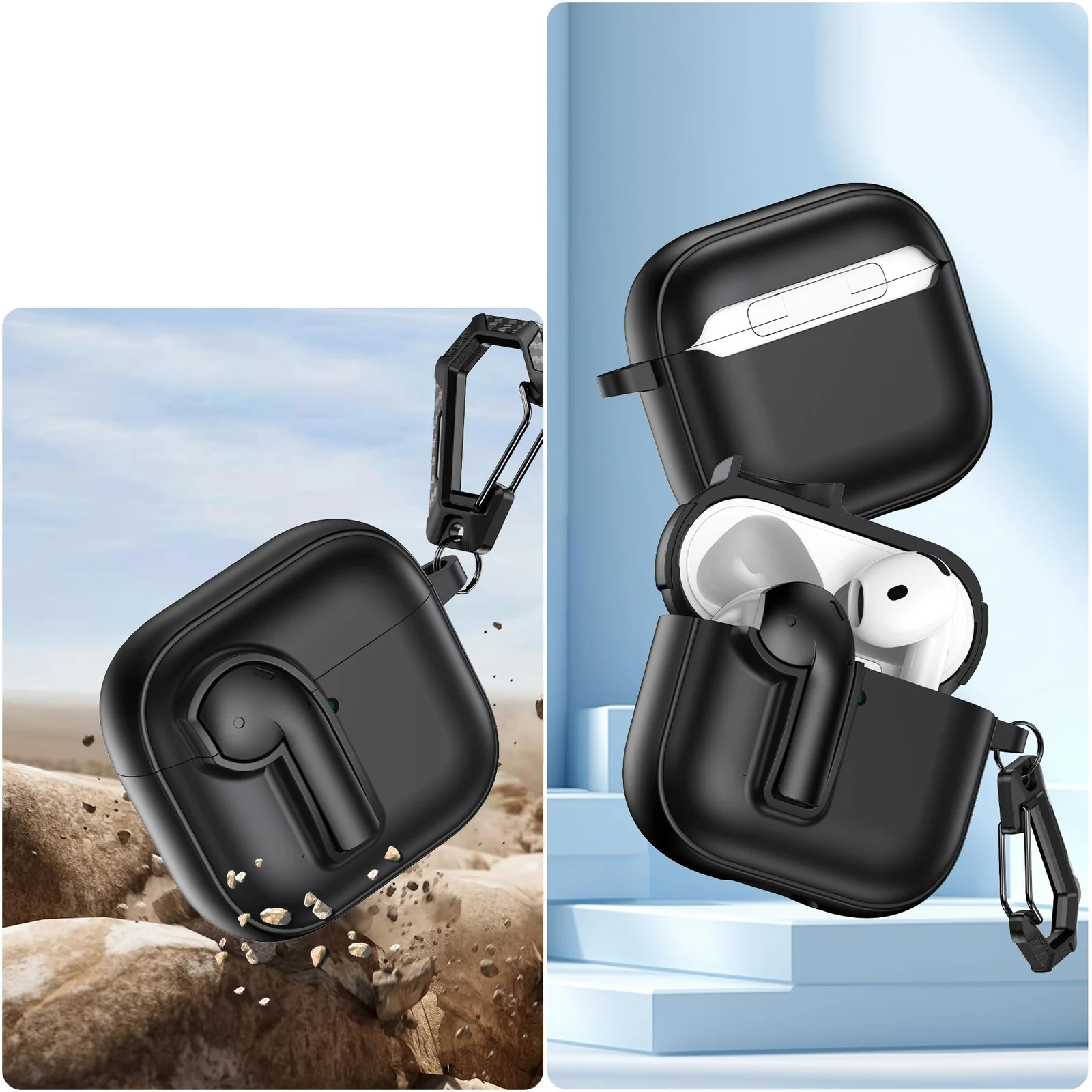 DL3 Mobilak for AirPods 4 Case with Lock, Funny Cute AirPods 4th Generation Case Cover, Shockproof Protective Cover for AirPod Gen 4 2024 with Keychain - Black Green