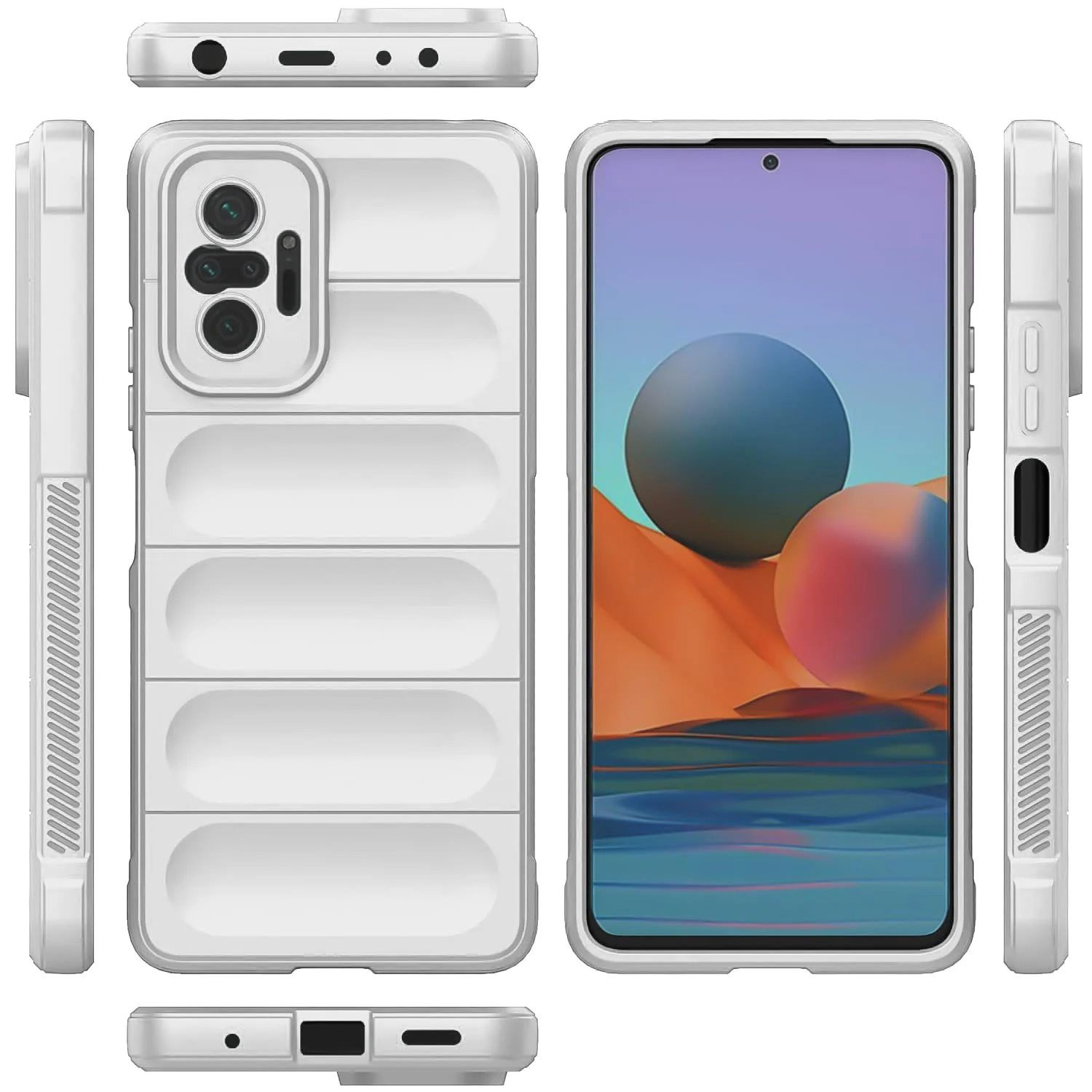 DL3 Mobilak Flexible Silicone and TPU Protective Case with Camera Protection for Xiaomi Redmi Note 10 Pro / Note 10 Pro Max - White