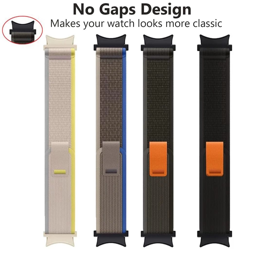 DL3 Mobilak No-Gap Nylon Watch Bands Compatible with Samsung Galaxy Watch 6 5 4 Band 40mm 44mm/Watch 5 Pro Band 45mm/Watch 6 4 Classic Band 42mm 43mm 46mm 47mm, Alpine Loop Woven Sport Strap Men Women - Trail Black