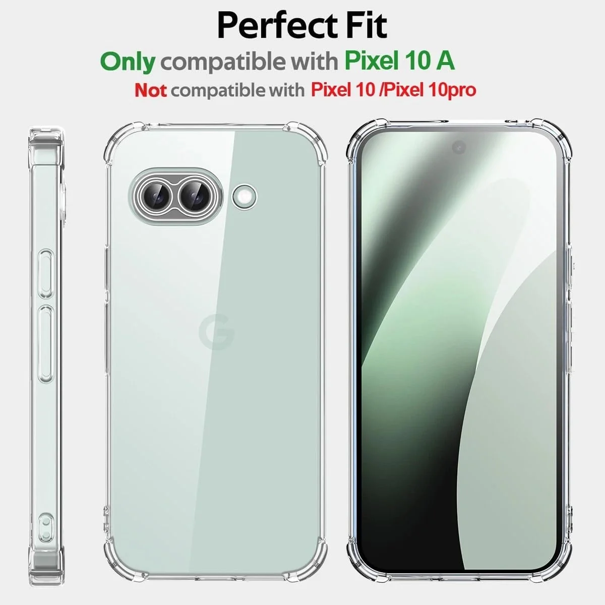 DL3 Mobilak Case Compatible with Google Pixel 10A, Cover SiliconeTransparent TPU Gorilla Anti-shock Protector Camera Shockproof Corners - Clear