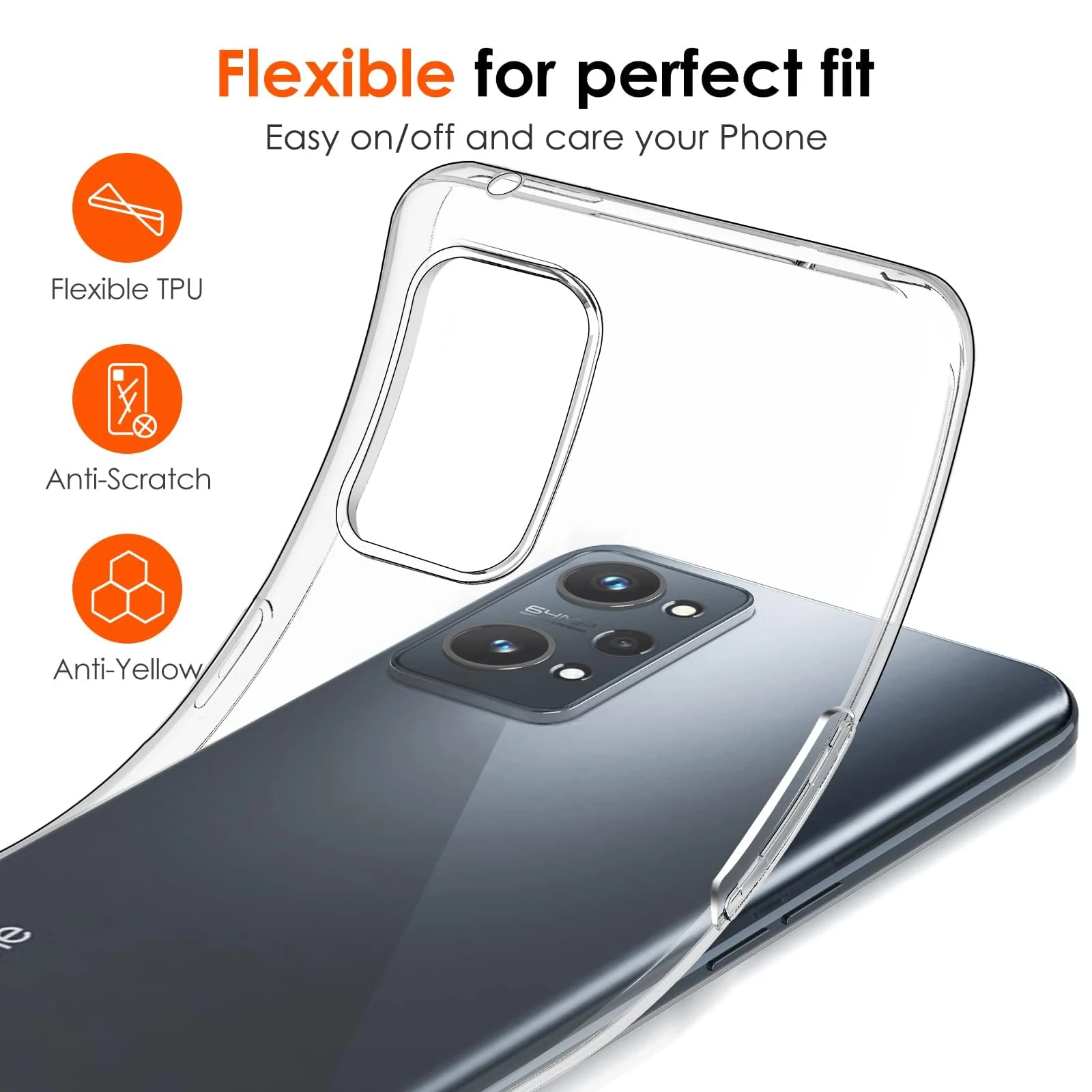 DL3 Mobilak Case Compatible with realme GT Neo 2 / realme GT2 Case Crystal Soft TPU Gel Case Flexible Silicone Anti-Scratch Camera Protection TPU Cover - Clear