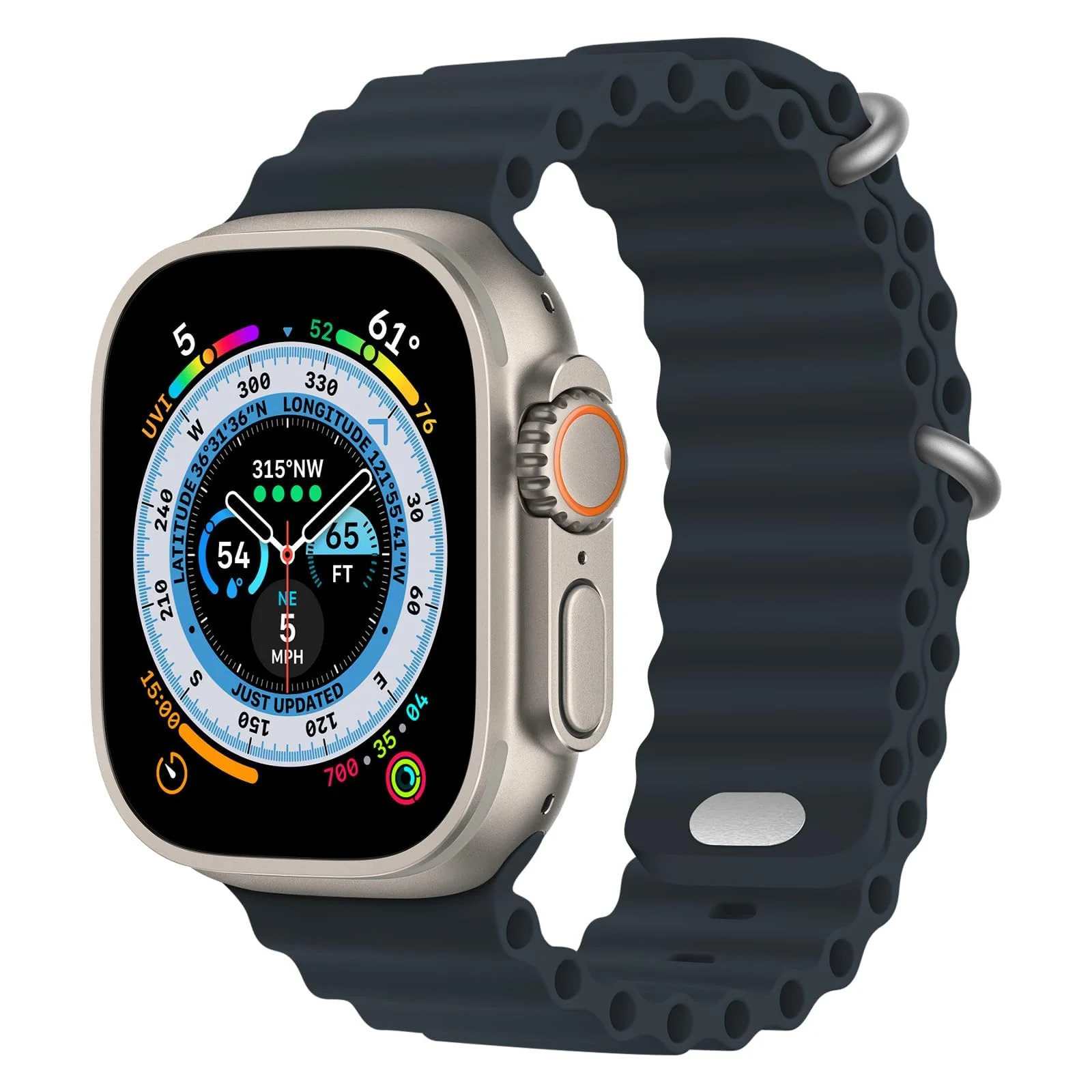 DL3 Mobilak Ocean Band for iWatch - Waterproof Soft Silicone Sport Wristband Replacement Strap for iWatch Ultra SE 8 7 6 5 4 3 2 1 (Midnight, 42MM/44MM/45MM/49MM) - Black - Midnight Blue