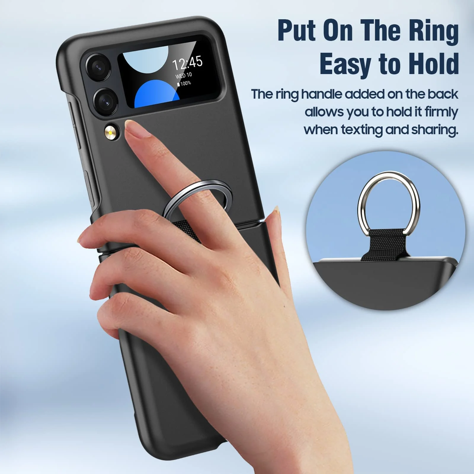DL3 Mobilak for Samsung Galaxy Z Flip 4 Case with Ring, Galaxy Flip 4 Case All-Round for Z Flip 4 Phone Anti-Scratch Full-Body Shockproof Protective Case for Galaxy Z Flip 4 5G (2022) - Black