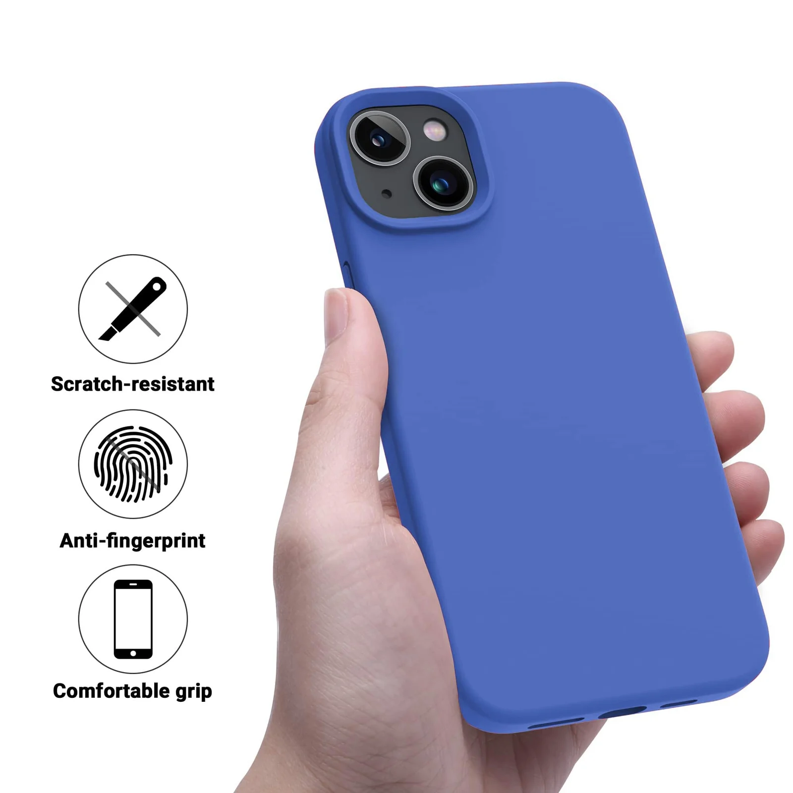 DL3 Mobilak Liquid Silicone Case for iPhone 15 Plus / iPhone 14 Plus, Supports wireless charging, Shock-absorbing protection, Scratch-resistant surface - Light Blue