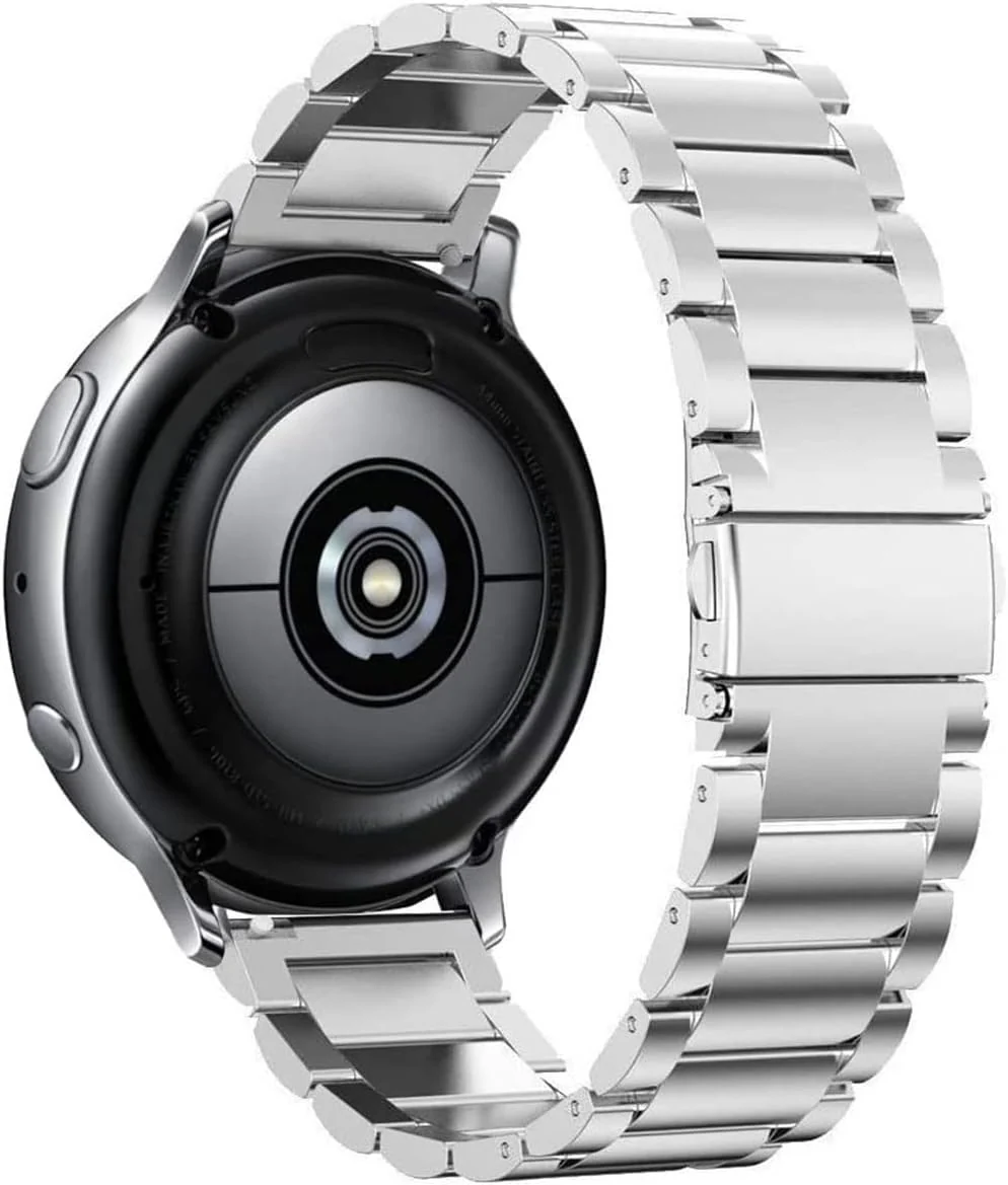 DL3 Mobilak Metal Band 20MM Strap for Samsung Gear Sport, Watch 4/5/5 Pro, S2 Classic, Active 2 40mm 44mm, Amazfit GTS 3/4/4 Mini, Bip 3/Pro/U, GTS 2 Mini/2e - Silver