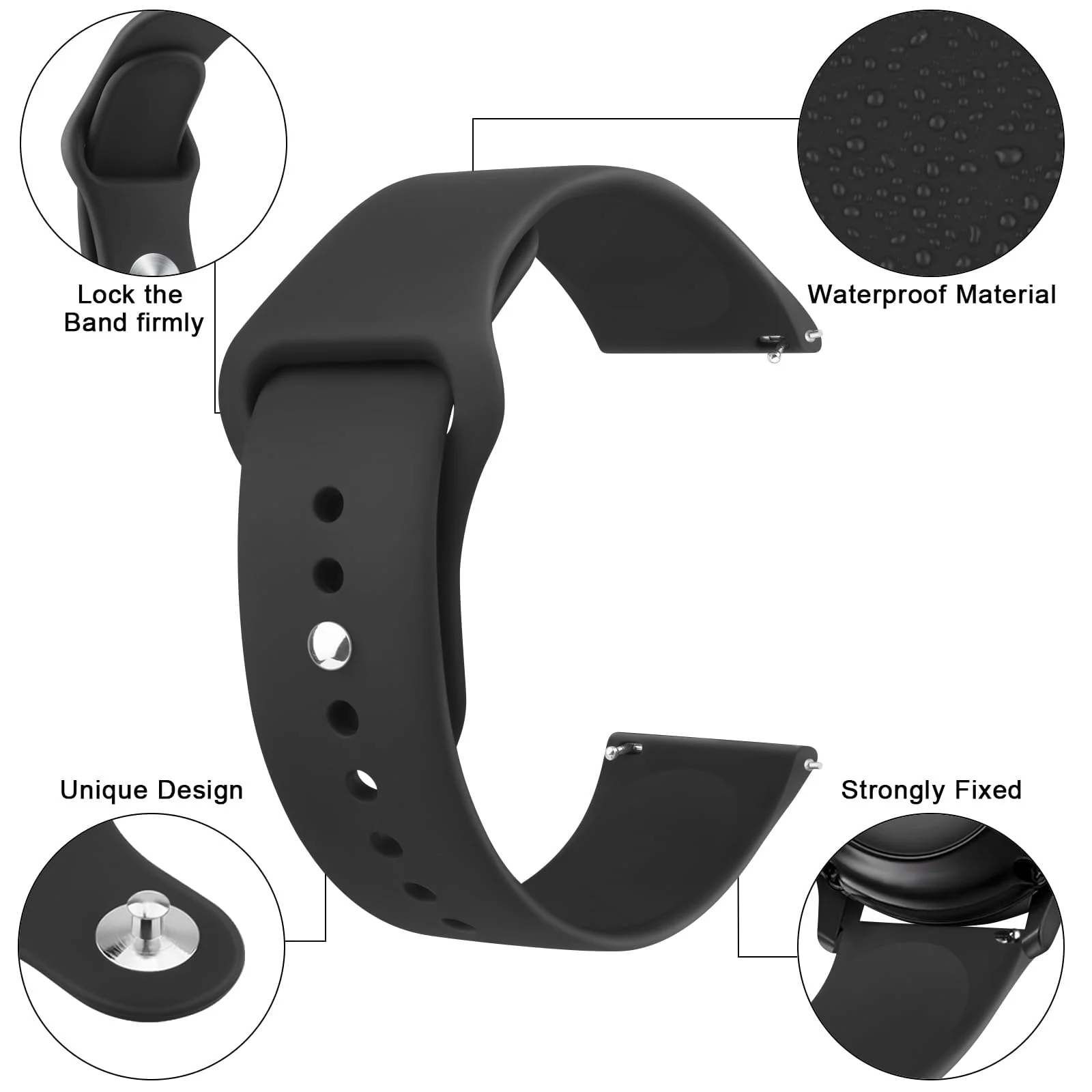 DL3 Mobilak Straps Compatible with Xiaomi Redmi Watch 5 Active/Redmi Watch 5 Lite Bracelets for Men Women, 22mm Soft Silicone Strap, Waterproof Adjustable Band Sports Replacement - Black