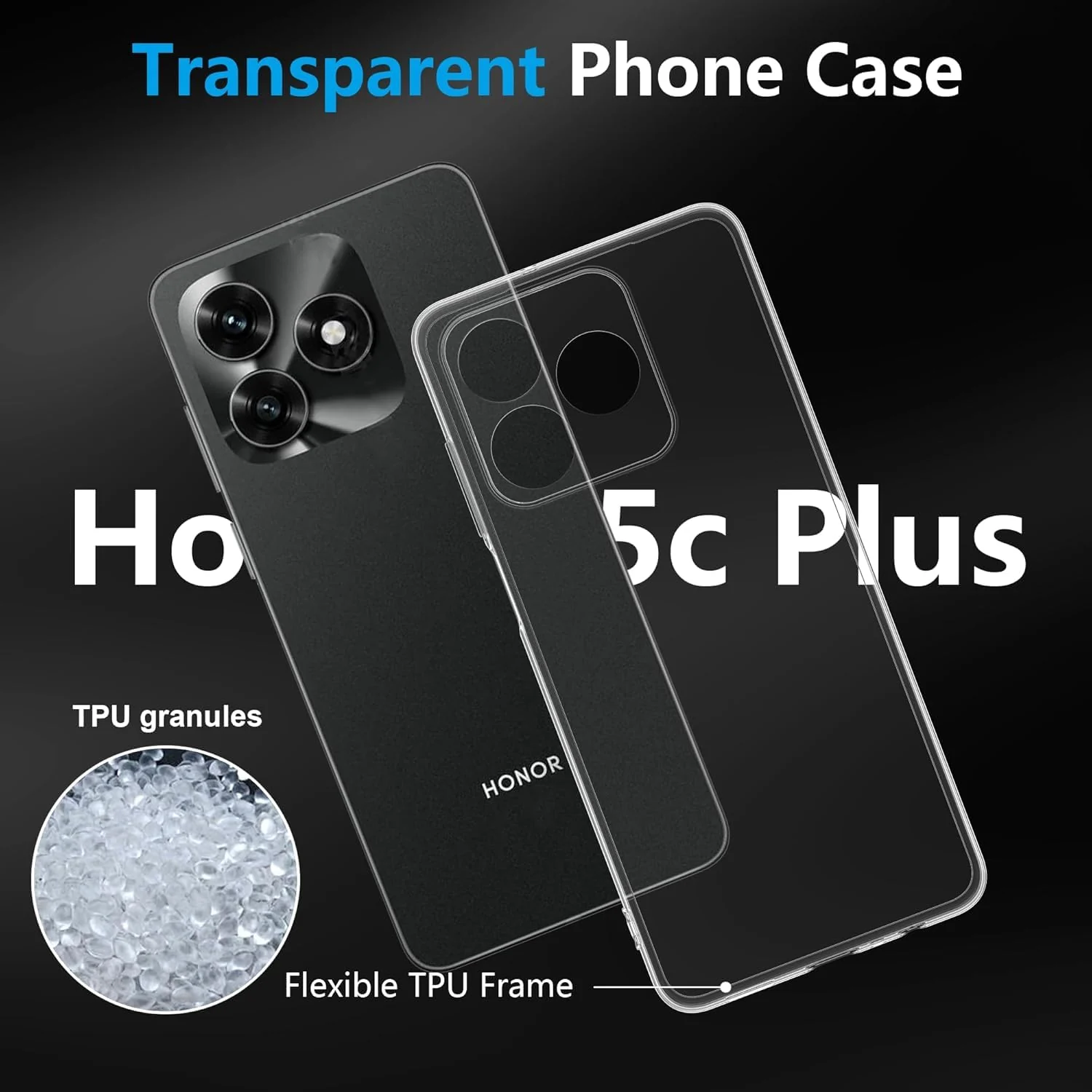 DL3 Mobilak Case Compatible with Honor X5c Plus, Case Crystal Soft TPU Gel Case Flexible Silicone Anti-Scratch Camera Protection TPU Cover - Clear