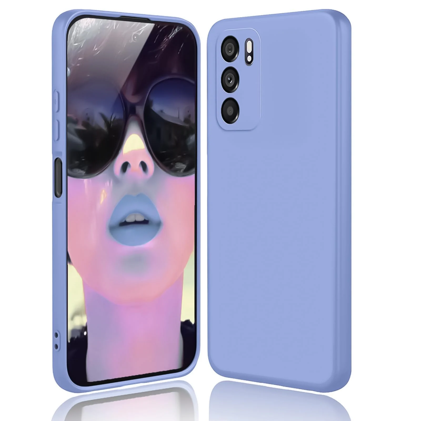DL3 Mobilak Liquid Silicone Protective Case with Soft Microfiber Lining with Full Camera Protection for OPPO Reno 6 5G - Baby Blue